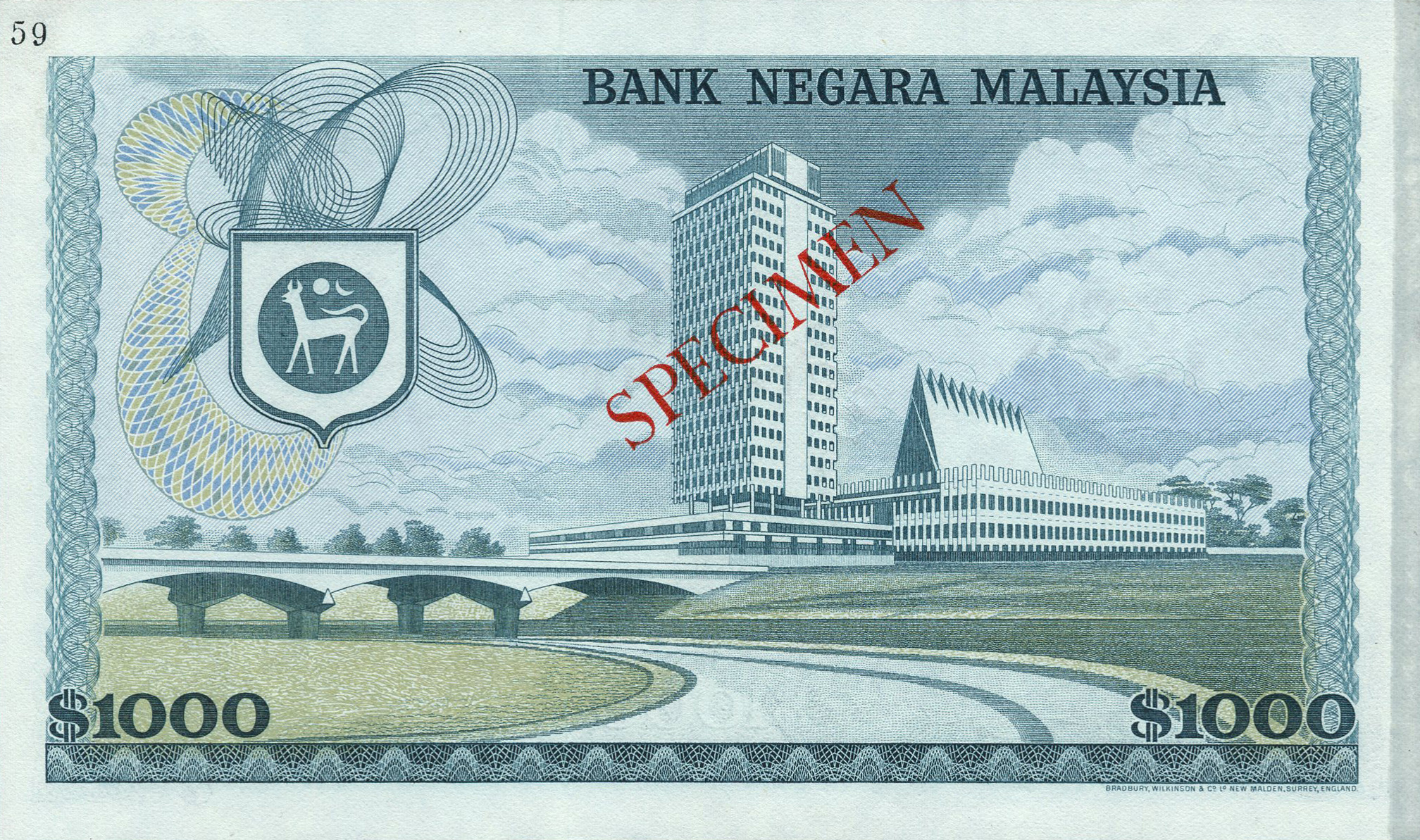  Teal; diagonal red SPECIMEN ovpt front/back; horizontal black # ovpt upper left back; all-zero s/n 