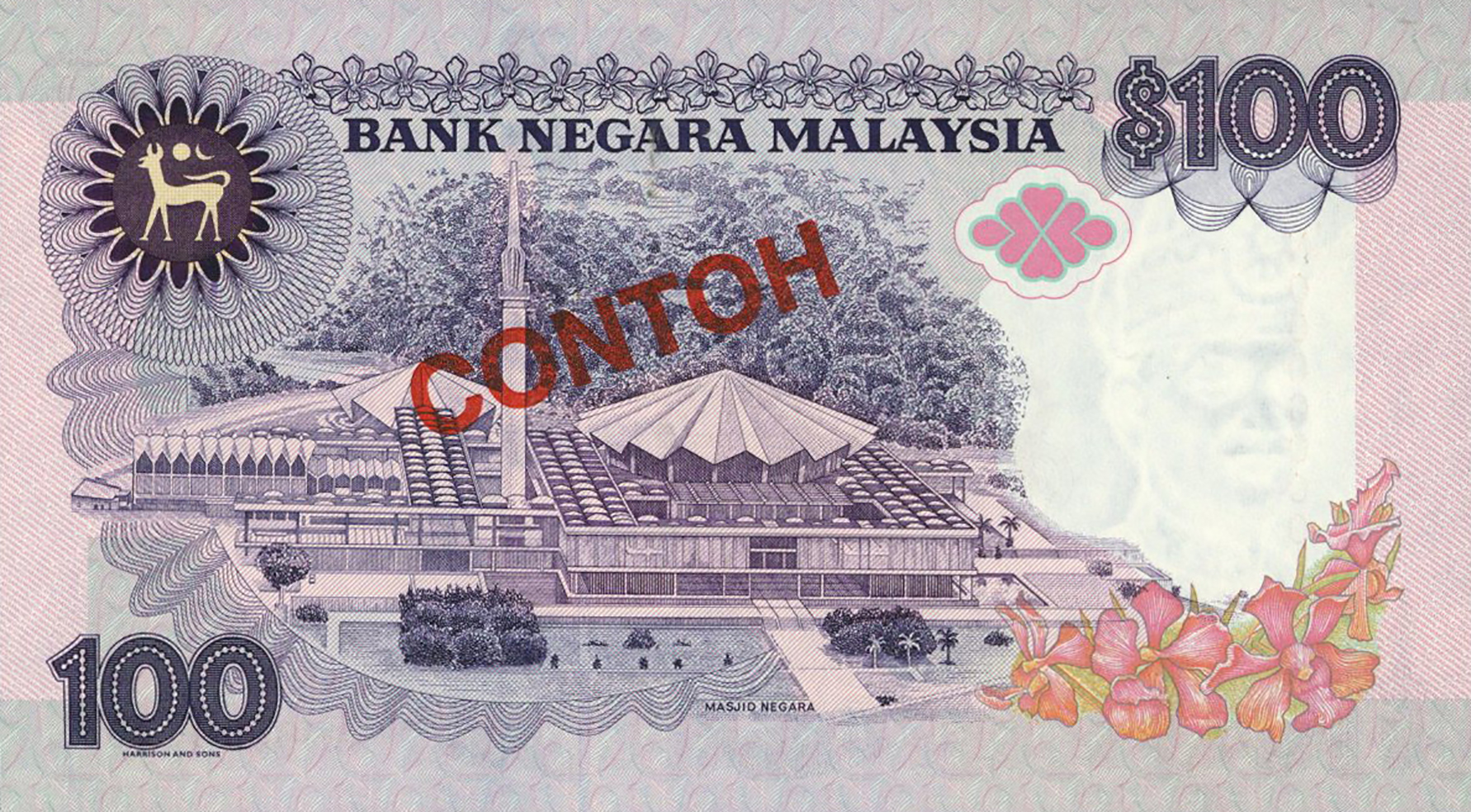  Diagonal red CONTOH ovpt; horizontal red SPECIMEN No # ovpt lower left; all-zero s/n 