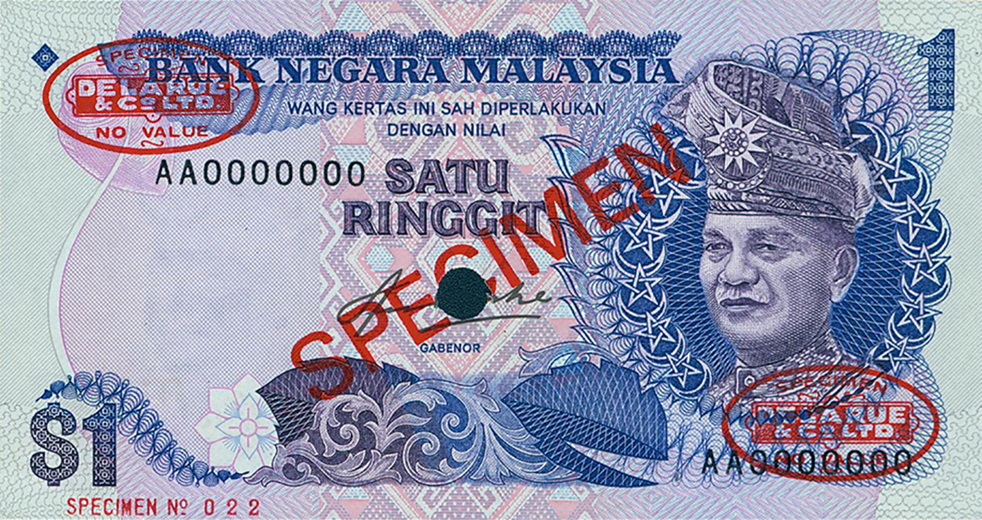  Diagonal red SPECIMEN and DLR oval ovpts front/back; horizontal red SPECIMEN No # lower left front; all-zero s/n 