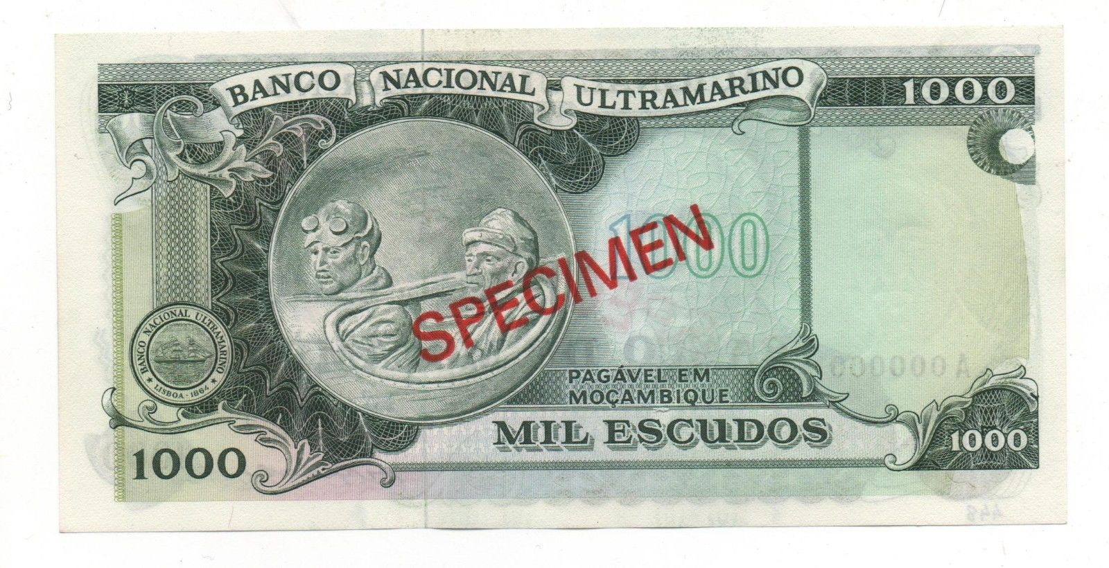  Diagonal red SPECIMEN ovpt front/back; handwritten black # lower left; all-zero s/n 