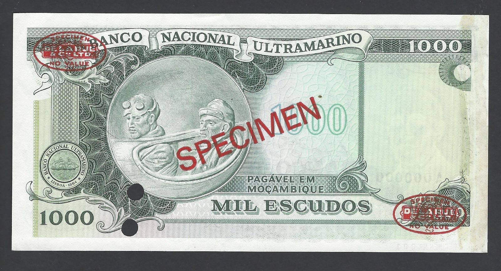  Diagonal red SPECIMEN and DLR oval ovpts; horizontal red SPECIMEN NO # ovpt lower left; all-zero s/n 