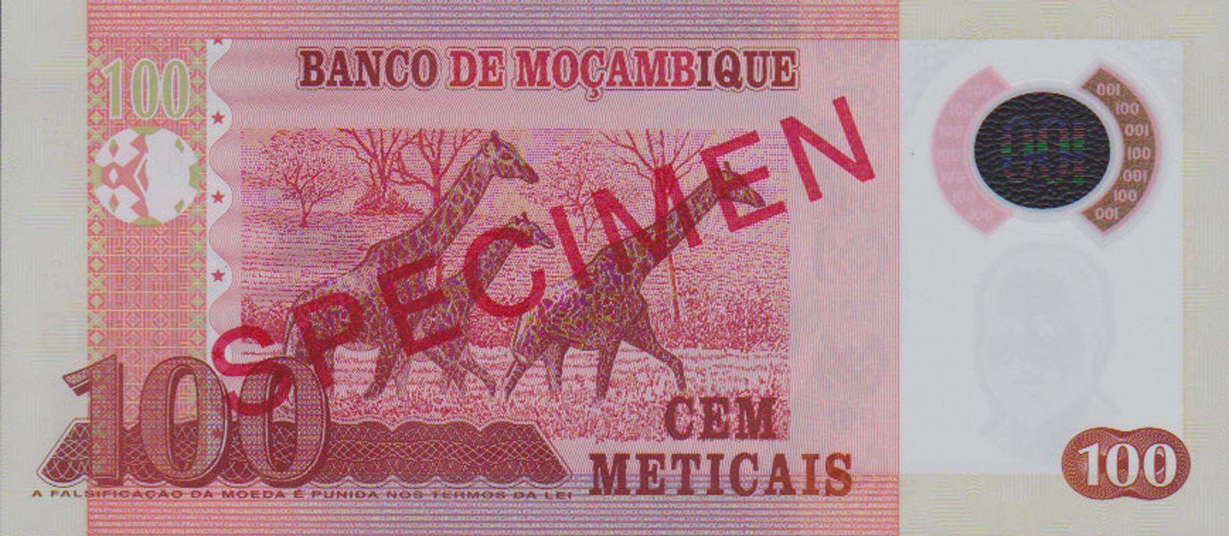  Diagonal red SPECIMEN ovpt front/back; horizontal red SPECIMEN No # ovpt lower left; all-zero s/n 