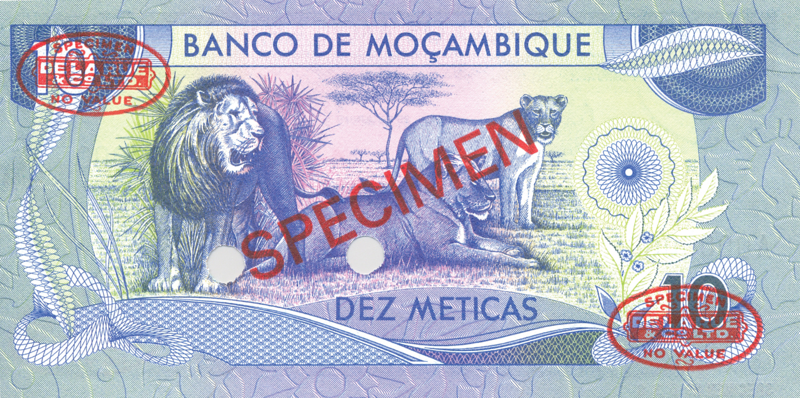  Diagonal red SPECIMEN and DLR oval ovpts; horizontal red SPECIMEN NO # ovpt lower left; all-zero s/n 