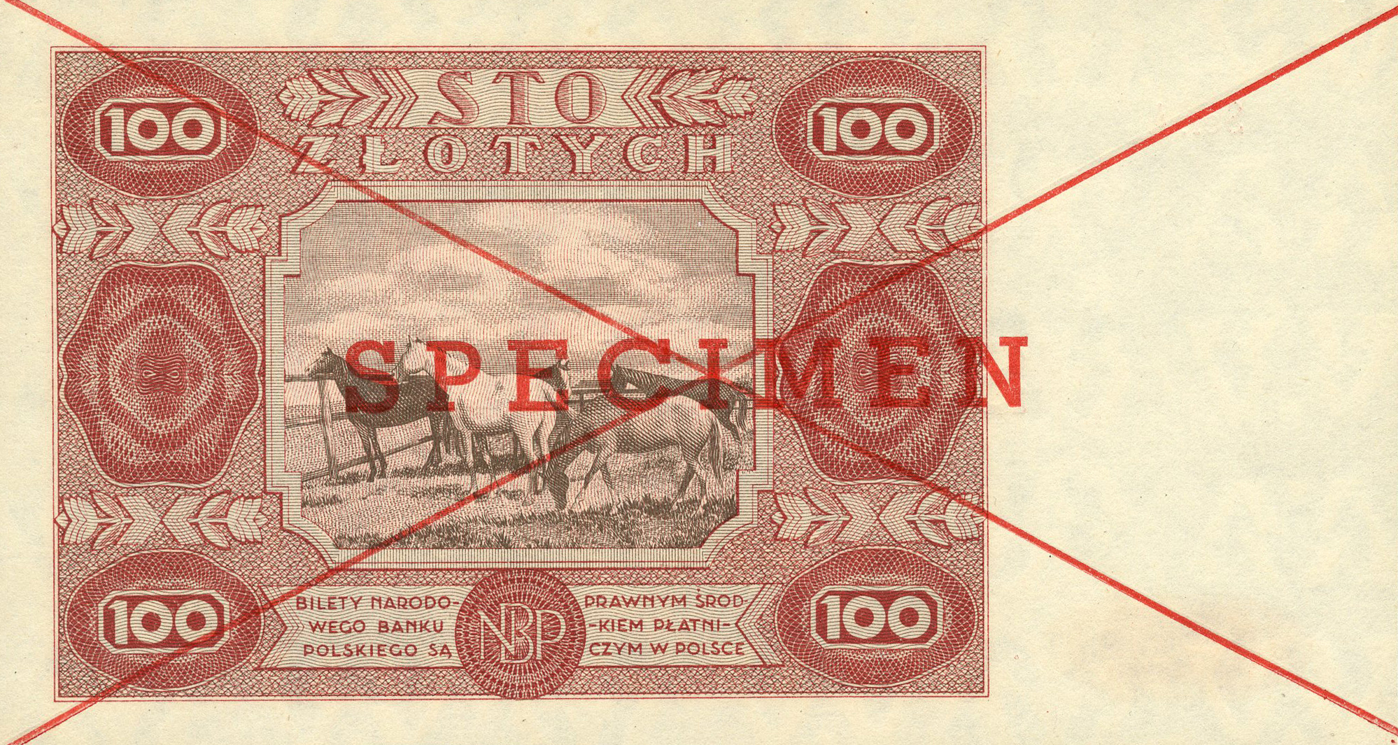  Horizontal red Specimen and large X ovpt front/back; ladder s/n A 1234567 