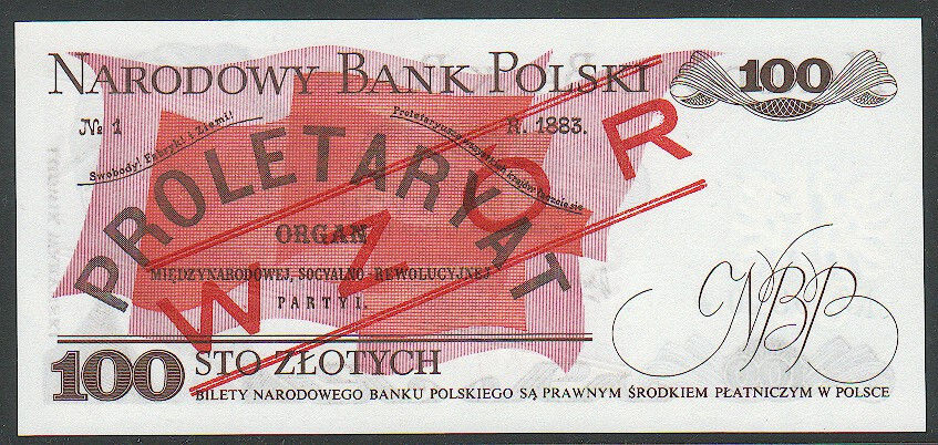  Diagonal red SPECIMEN ovpt front; diagonal red WZÓR ovpt back; horizontal black No # and star ovpt front; normal s/n 