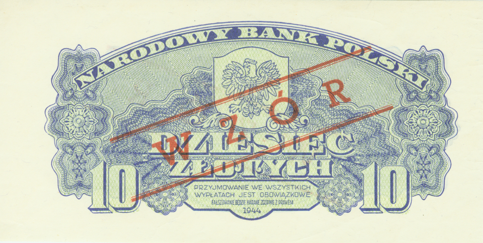  Diagonal red WZÓR ovpt front/back; no s/n 