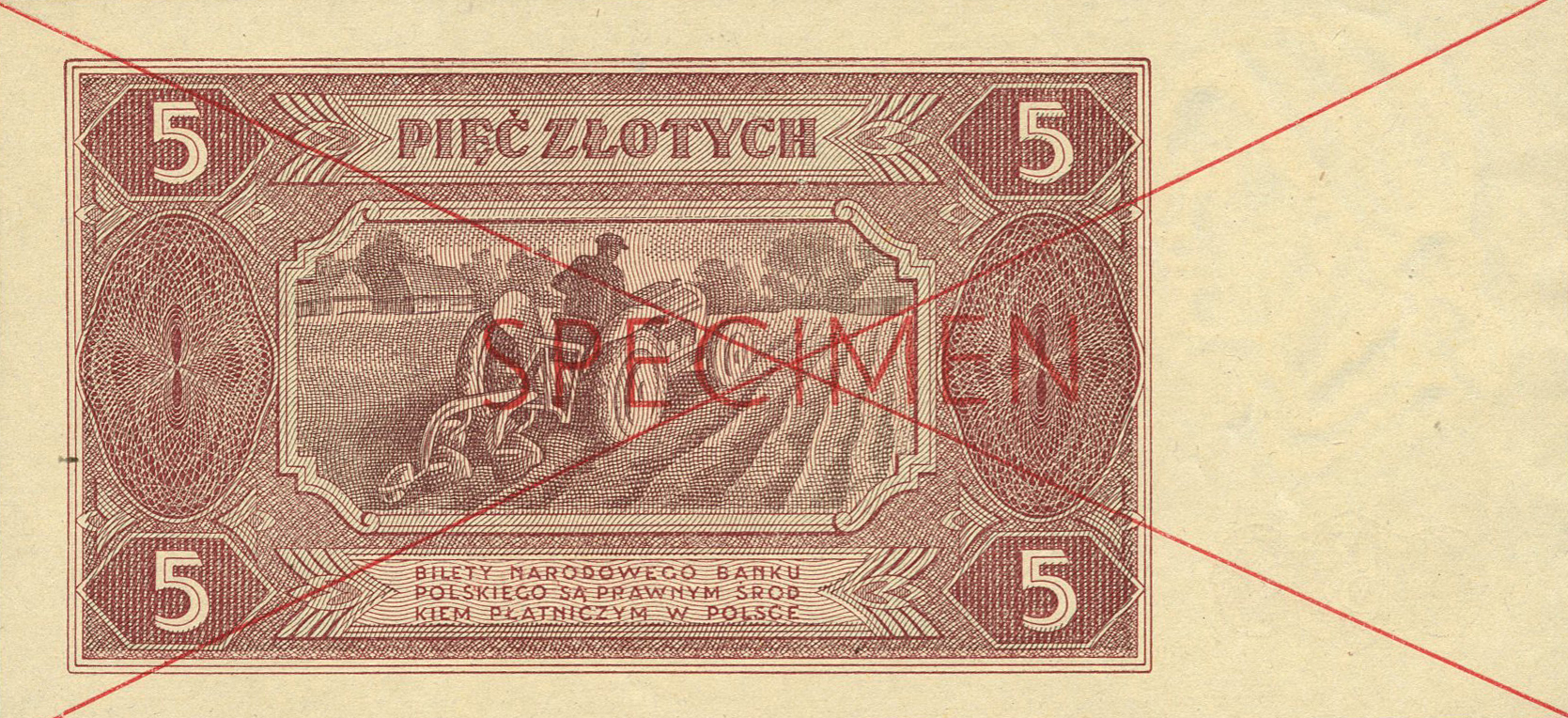  Horizontal red Specimen and large X ovpt front/back; ladder s/n A 1234567 