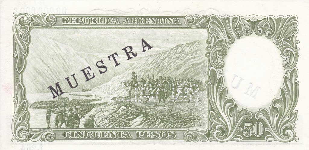  Diagonal black MUESTRA ovpt front/back; horizontal SPECIMEN perf; horizontal black # ovpt lower right front; no sig ; all-zero s/n 