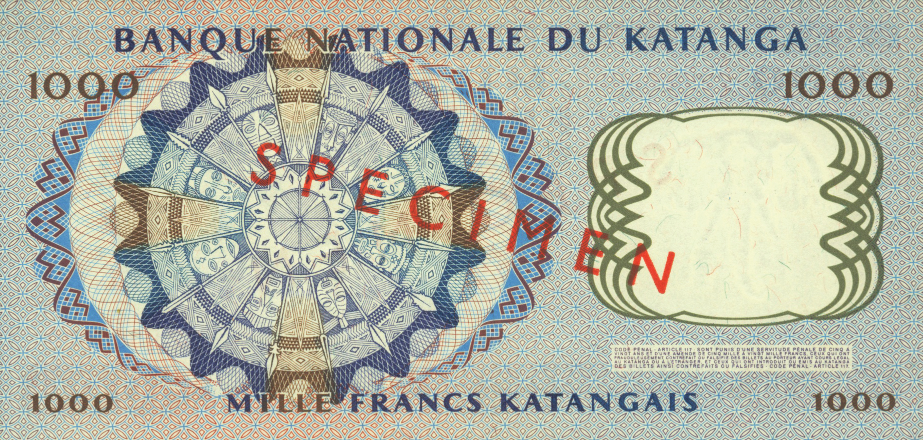  Diagonal red SPECIMEN ovpt front/back; all-zero s/n 