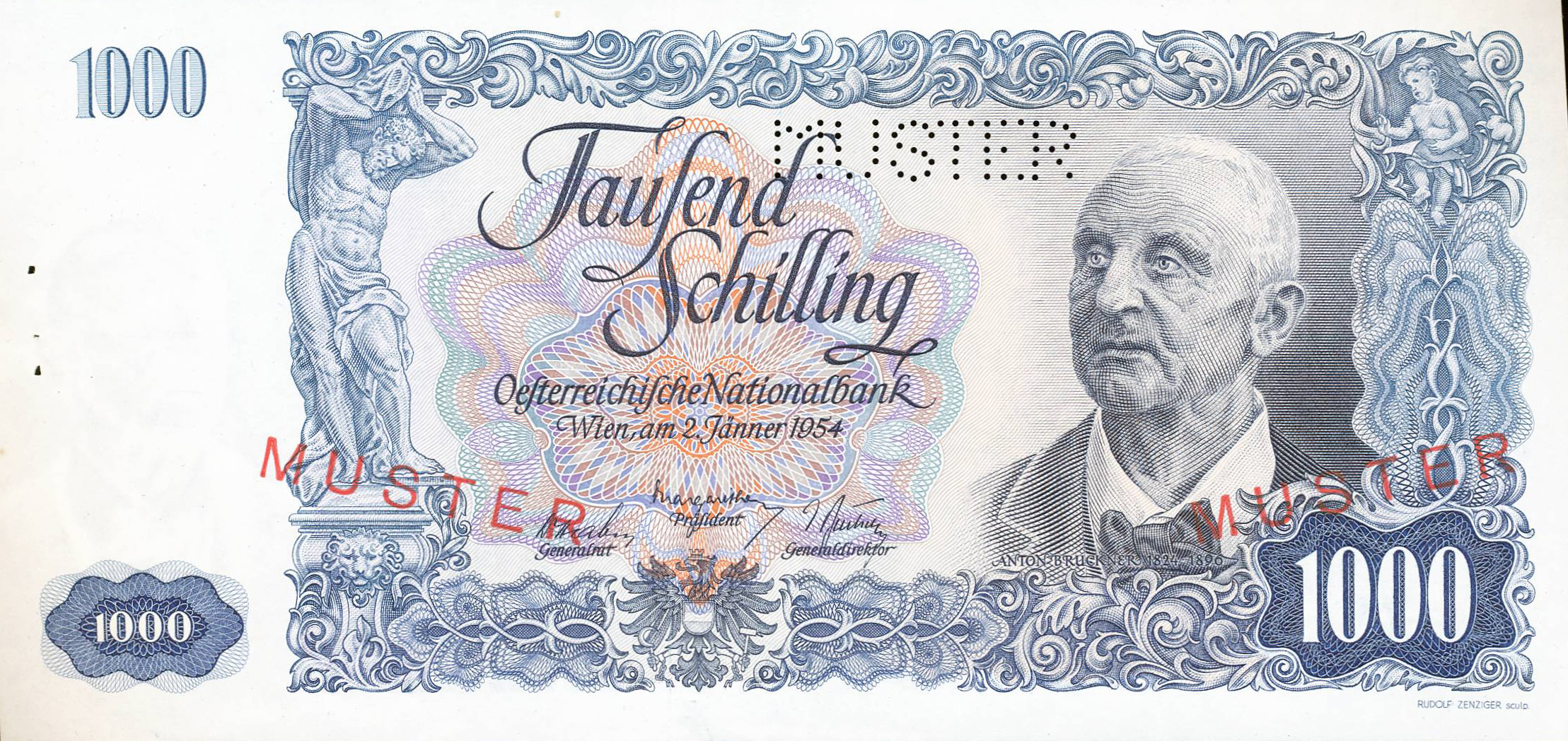  Two diagonal red MUSTER ovpts front; four diagonal red MUSTER ovpts back; horizontal MUSTER perf; normal s/n 