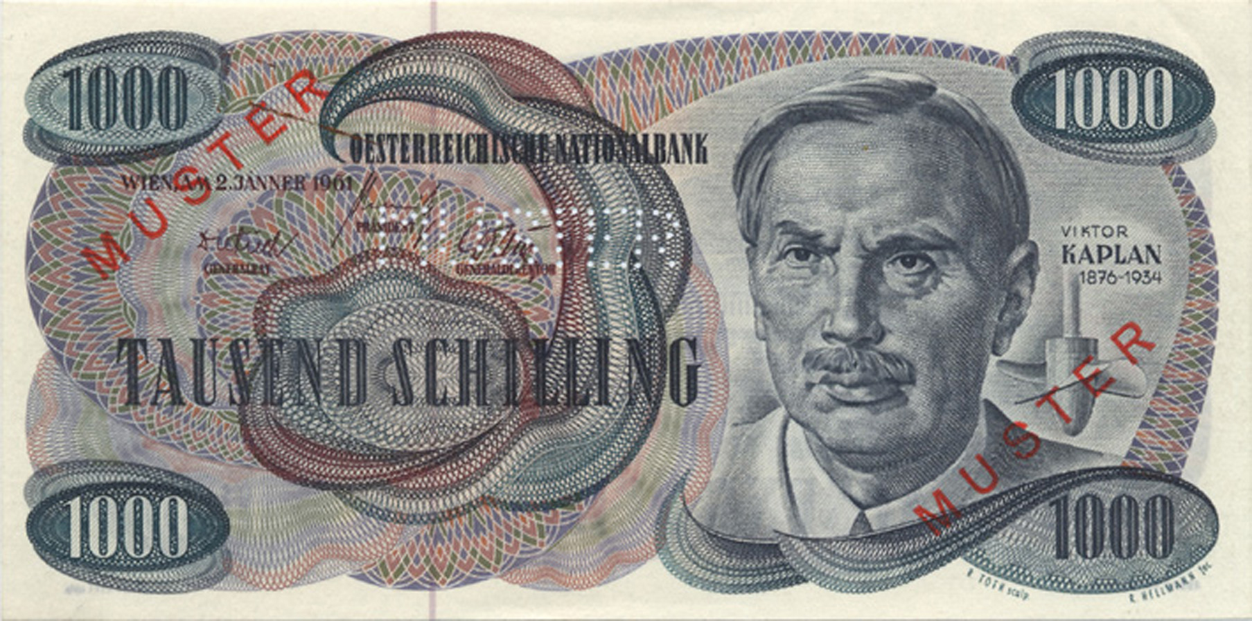  Two diagonal red MUSTER ovpts front/back; horizontal MUSTER perf; all-zero s/n 