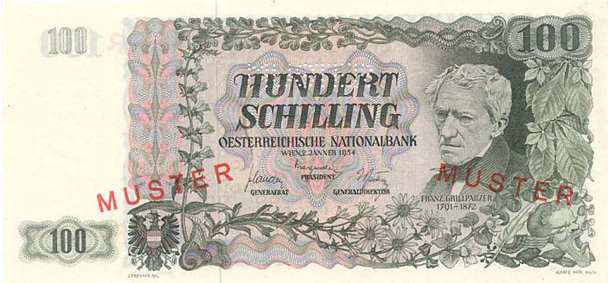  Two diagonal red MUSTER ovpts front; four diagonal red MUSTER ovpts back; horizontal MUSTER perf; normal s/n 