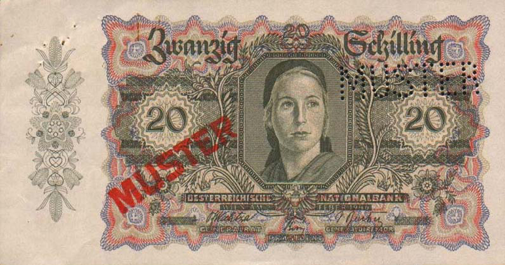  Diagonal red MUSTER ovpt front/back; horizontal MUSTER perf; normal s/n 