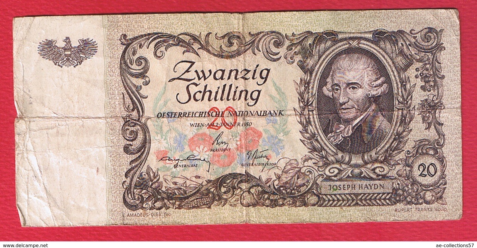  2 • JÁNNER 1950 Sig 27: Kraft/Rizzi/Bartsch OESTERREICHISCEE (error) in underprint Bold series number 1009 - 1387 Intro: 25 09 1950 