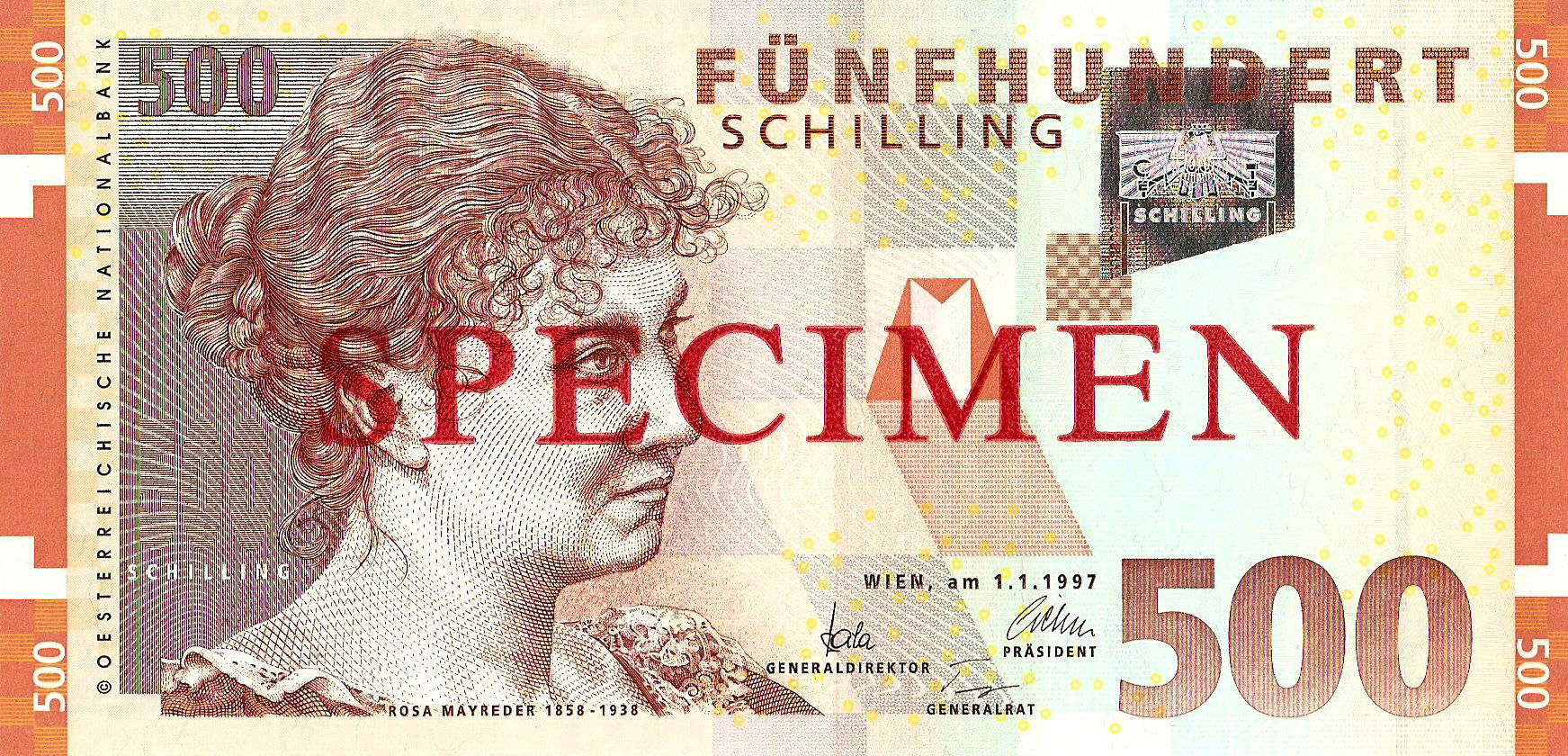  Horizontal red SPECIMEN ovpt front/back horizontal red No # ovpt lower right back; all-zero s/n 