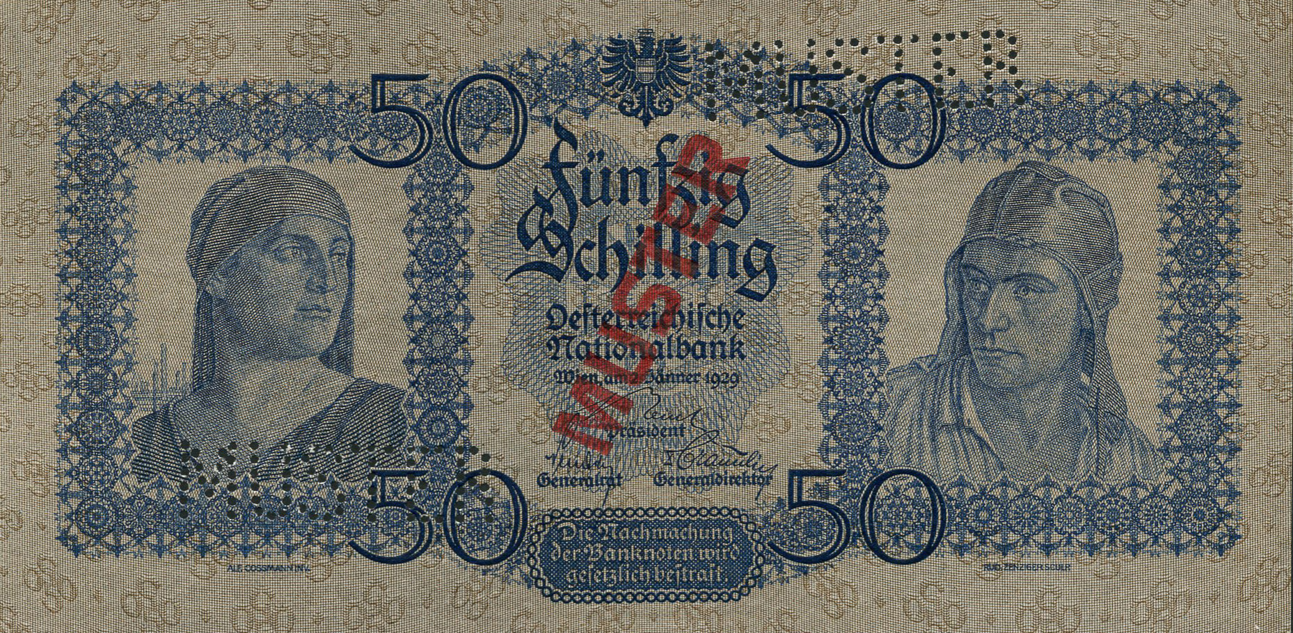  Diagonal red MUSTER ovpt front/back; two horizontal MUSTER perfs; normal s/n 