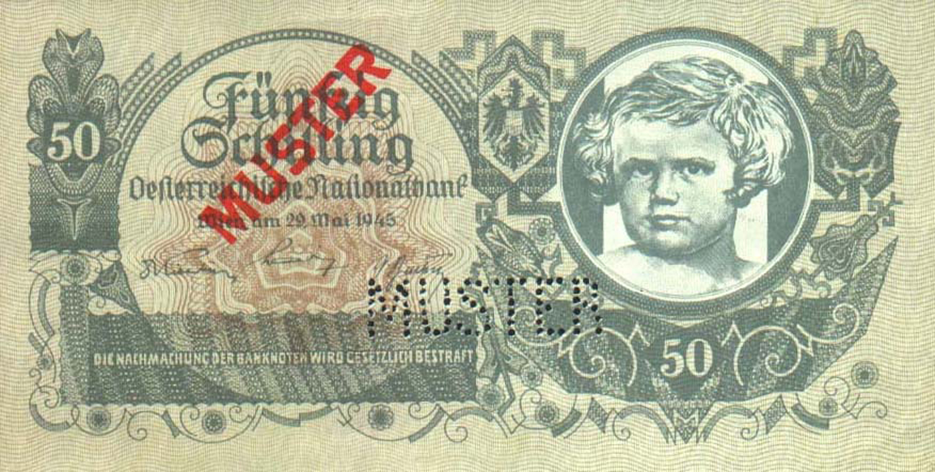  Diagonal red MUSTER ovpt front/back; horizontal MUSTER perf; normal s/n 