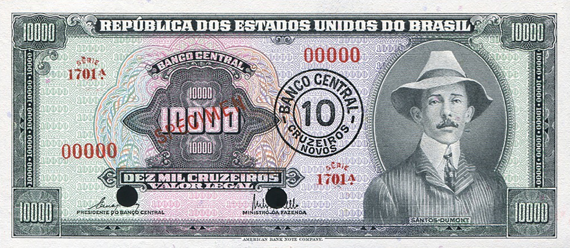  Diagonal red SPECIMEN ovpt front; all-zero s/n 