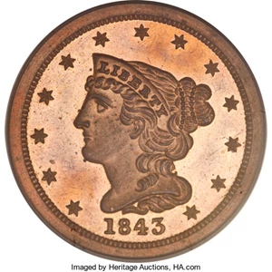 image for: Braided Hair Half Cent 1840-1857 1/2c PR RD