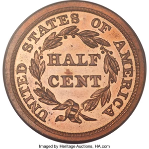 image for: Braided Hair Half Cent 1840-1857 1/2c PR RD