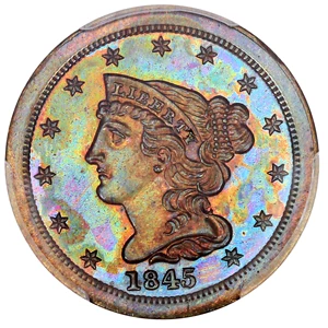 image for: Braided Hair Half Cent 1840-1857 1/2c PR BN