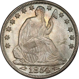 image for: 1854-1855 Seated Liberty 50c MS Arrows (6278)