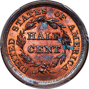 image for: 1849-1857 Braided Hair 1/2c MS RB (1216)