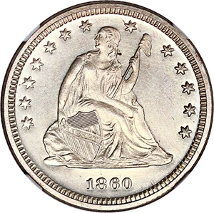 image for: 1840-1865 Seated Liberty 25c PR No Motto (5530)