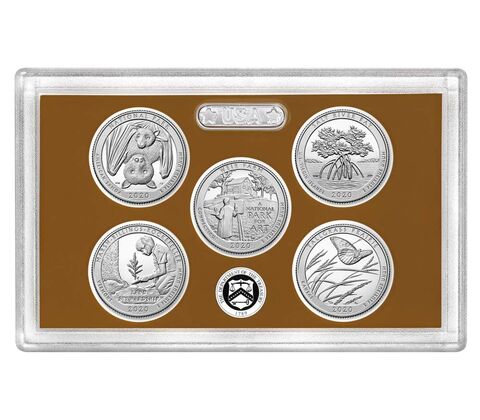 2020-S 25c Clad Quarters Proof Set, 5 Coins PR