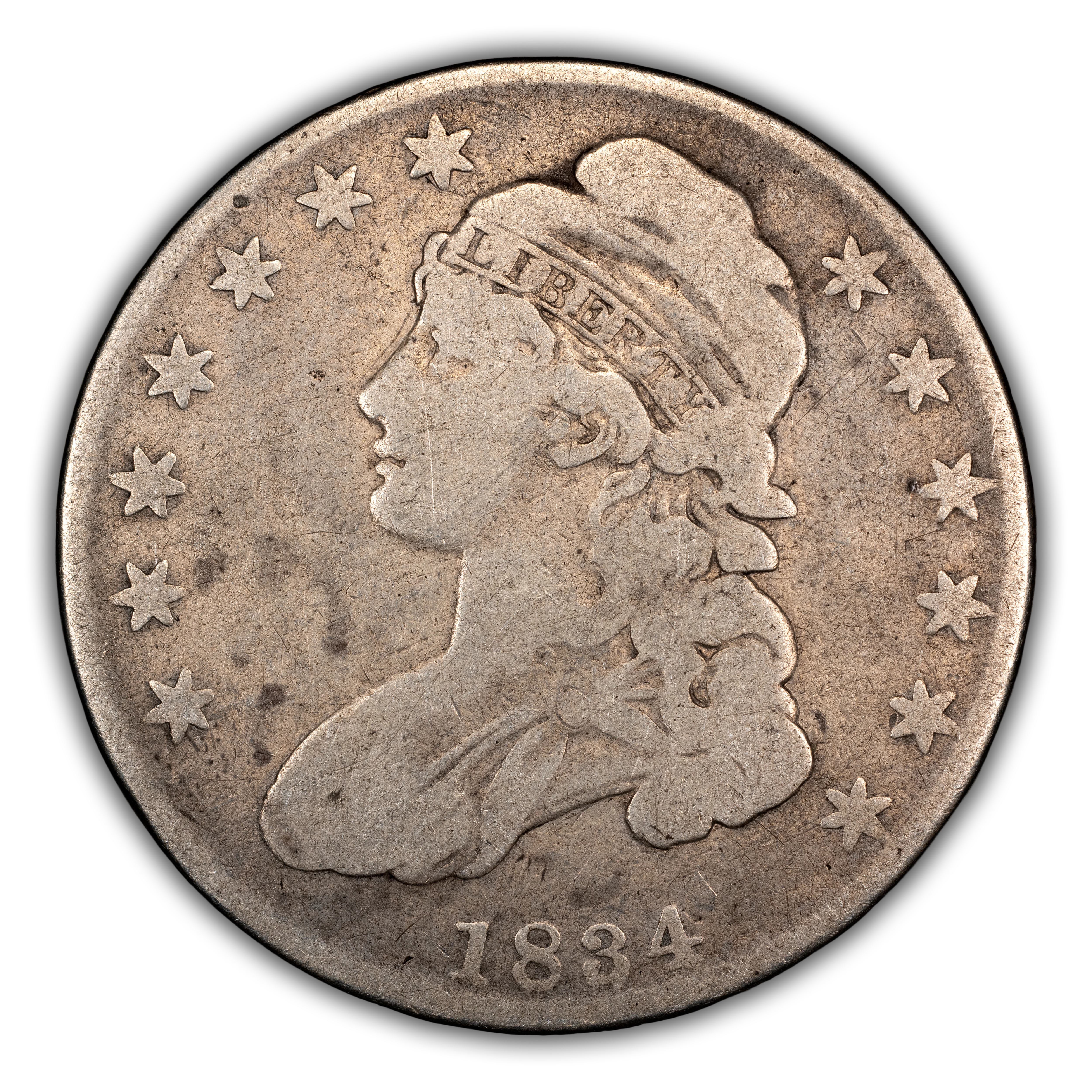 1834 50c Small Date, Small Letters, O-118 MS