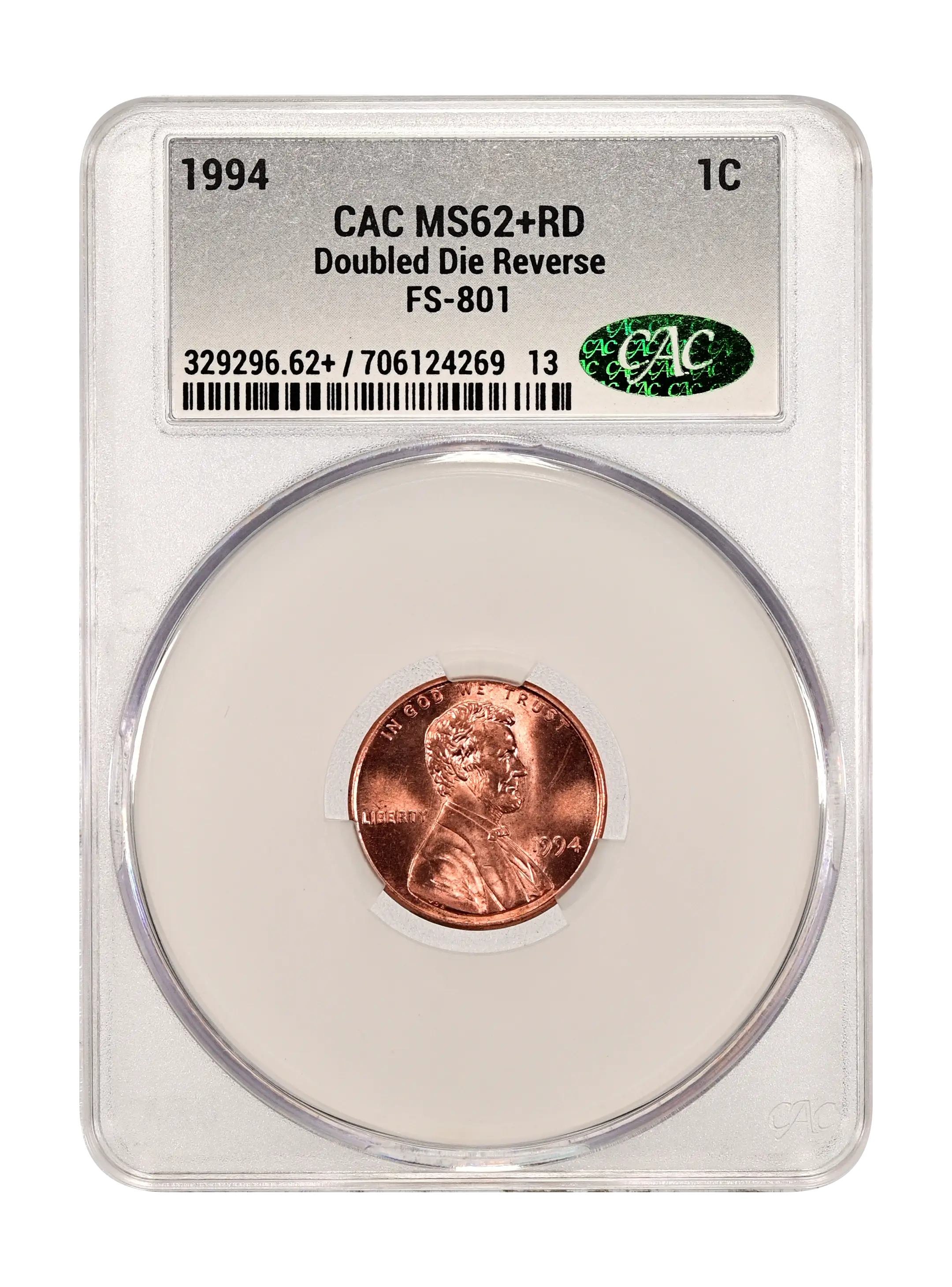 1994 1c Doubled Die Reverse, FS-801 MS RD