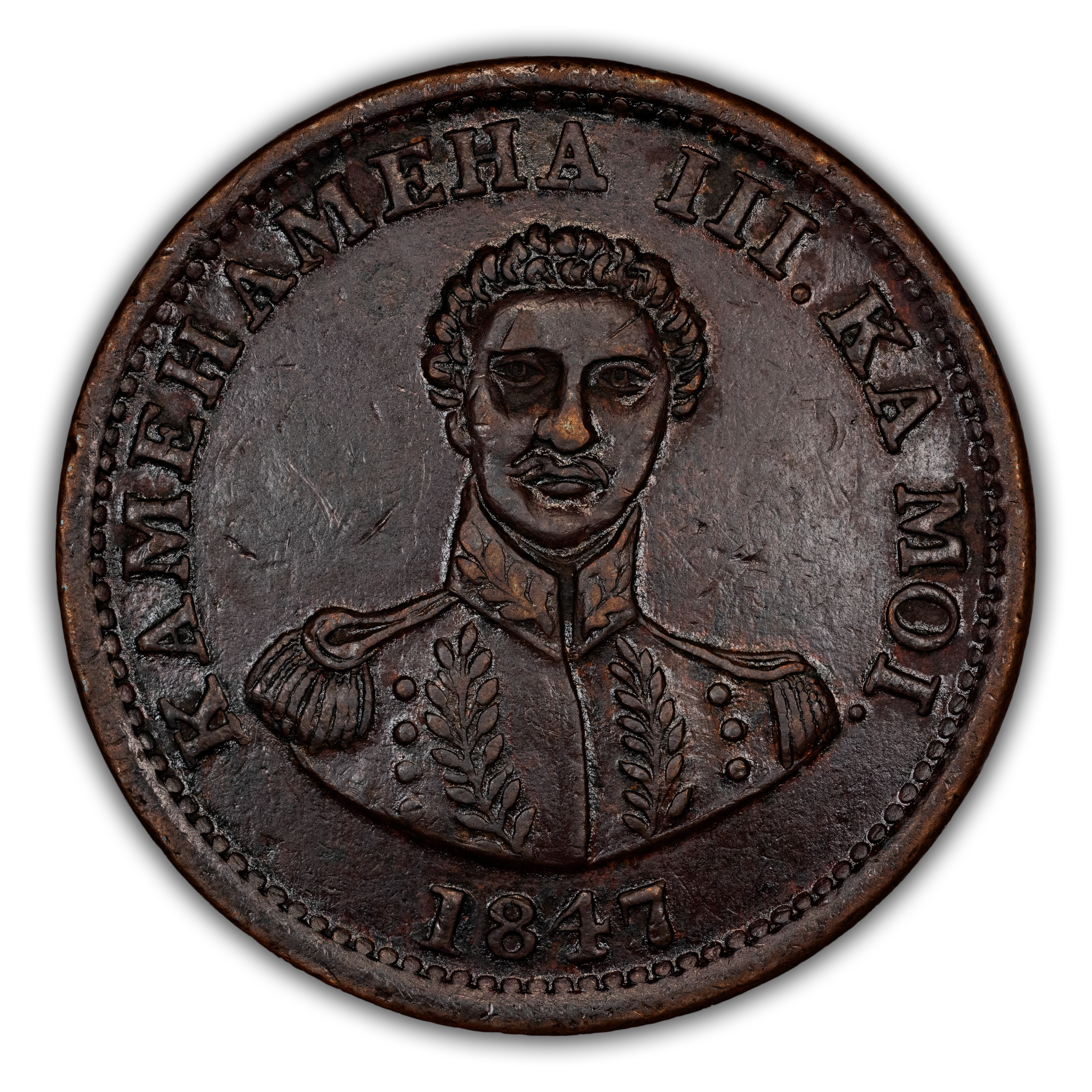 1847 1c Hawaii, Crosslet 4, 18 Berries, 3CC-1 MS BN