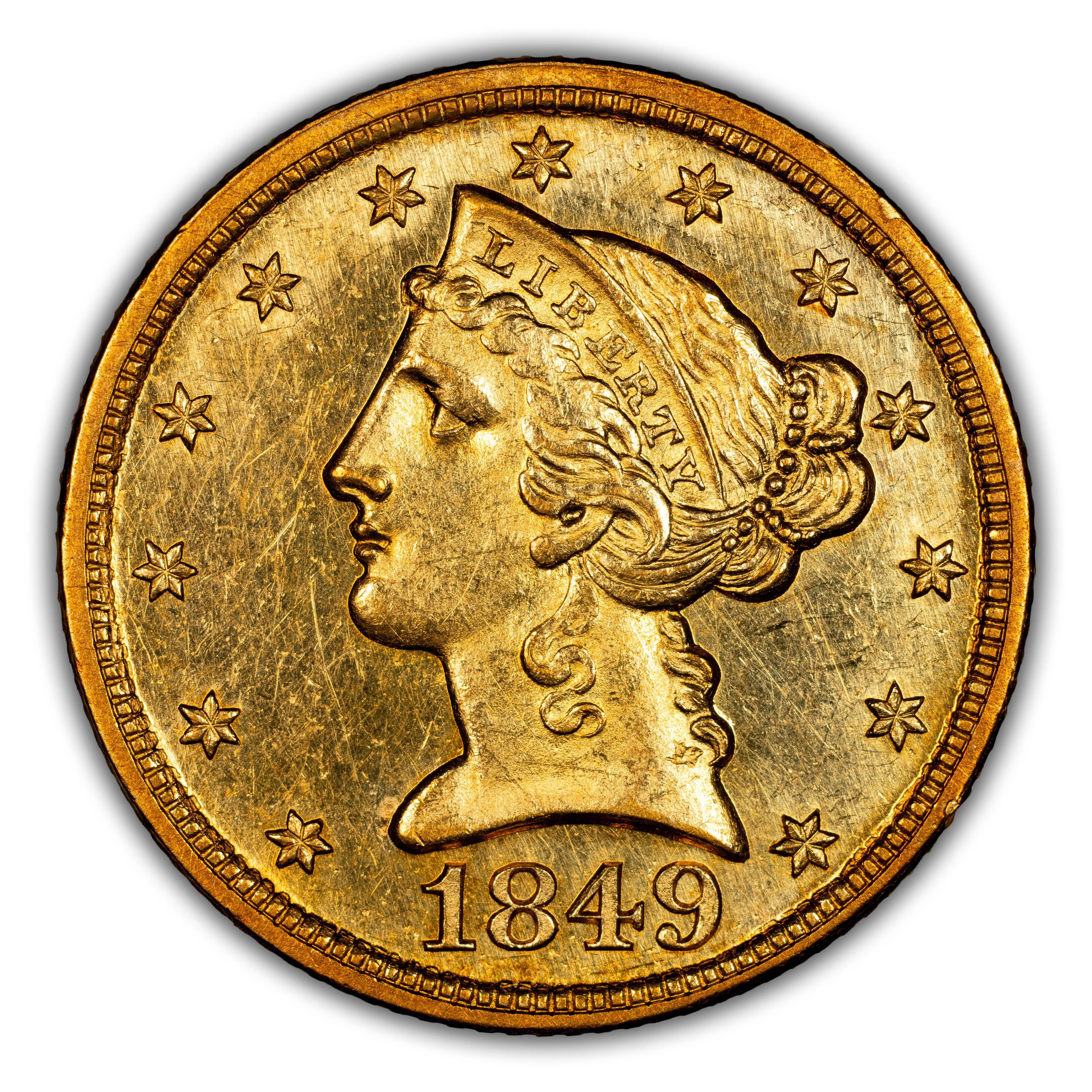 1849-D $5 MS