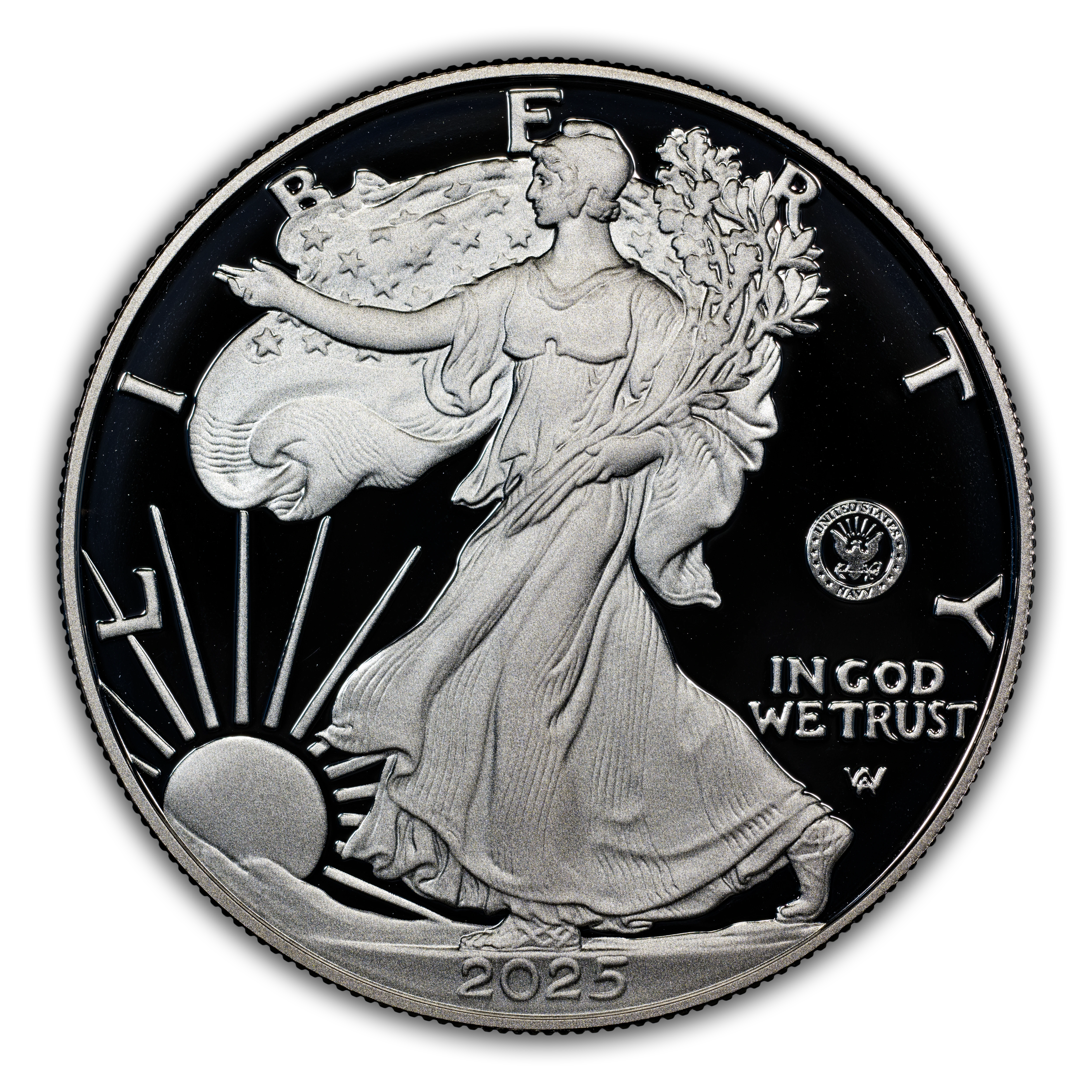2025-S $1 Silver Eagle, U.S. Navy Privy PR DCAM