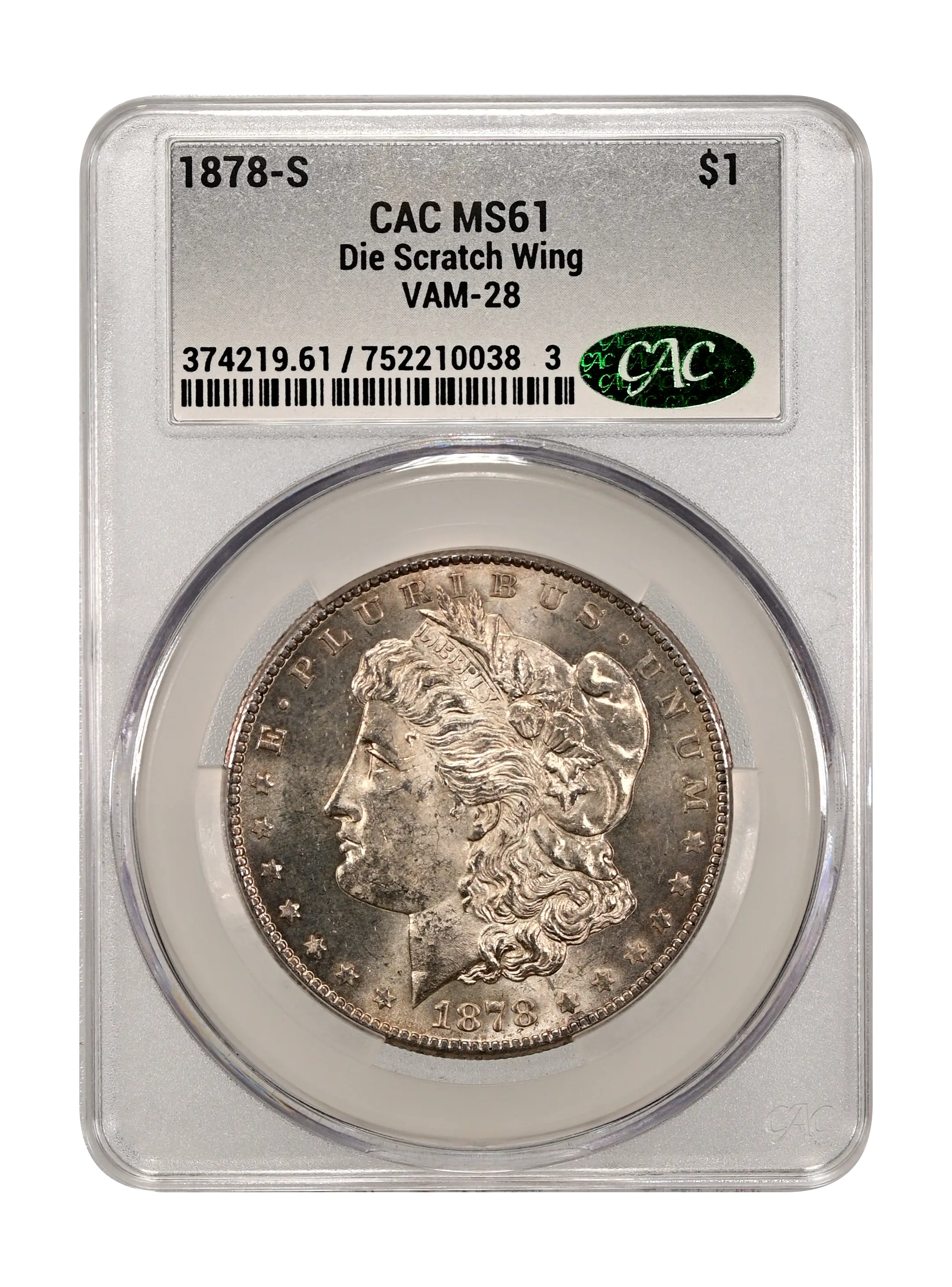 1878-S $1  Die Scratch Wing, VAM-28 MS thumbnail 2