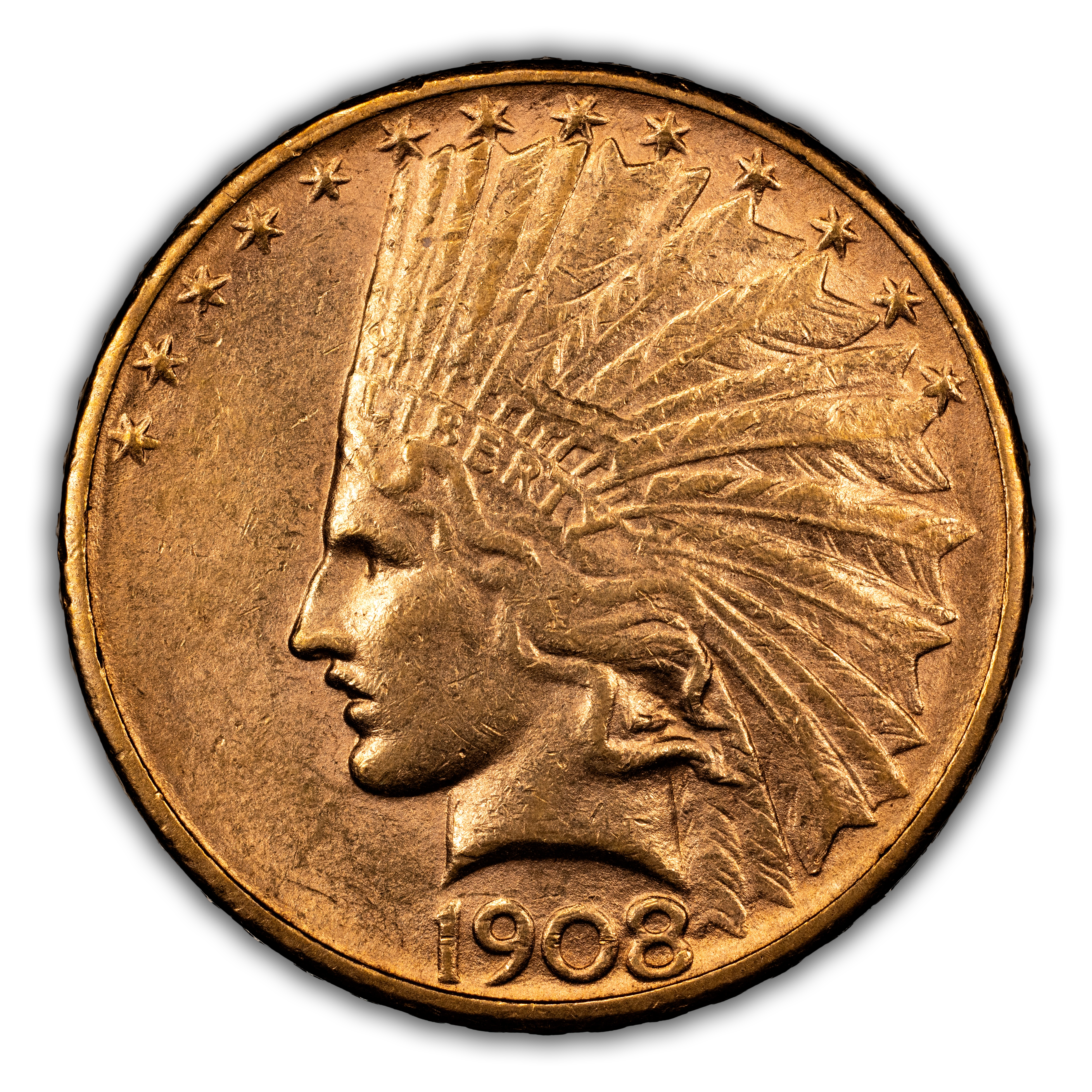 1908-D $10 No Motto MS