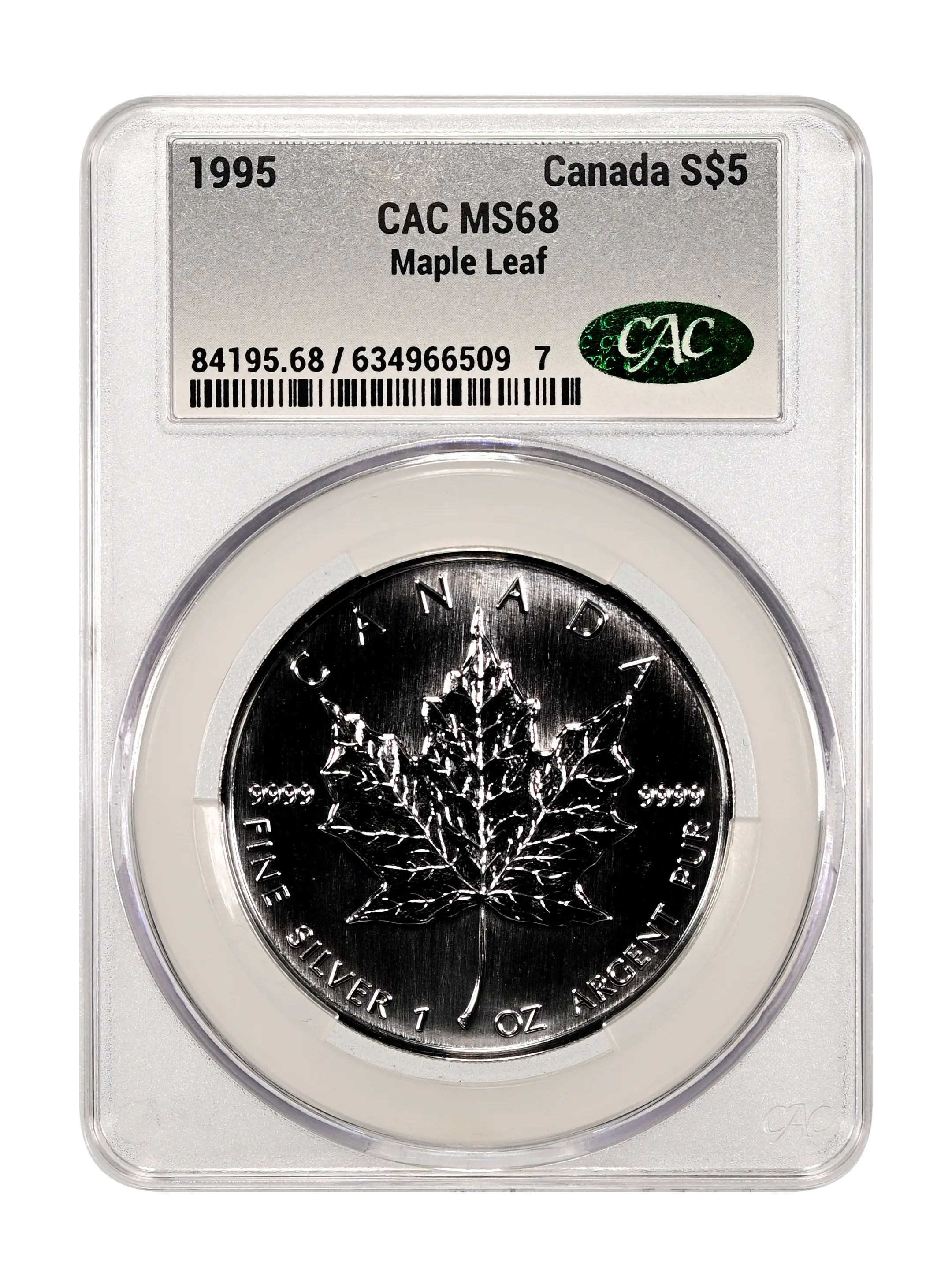 1995 1oz Silver, Maple Leaf 5 Dollar MS Values | Greysheet