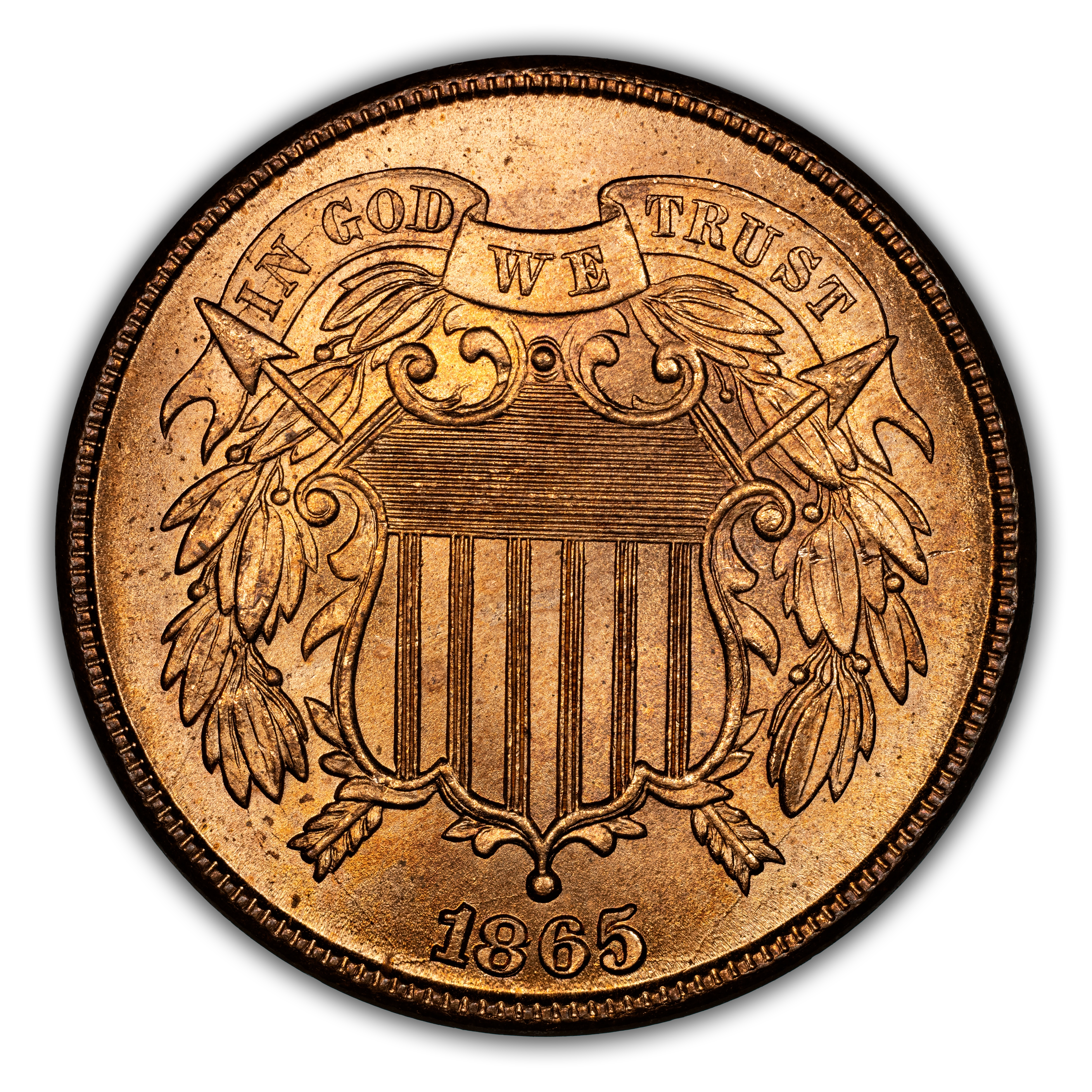 1865 2c Plain 5 MS RD