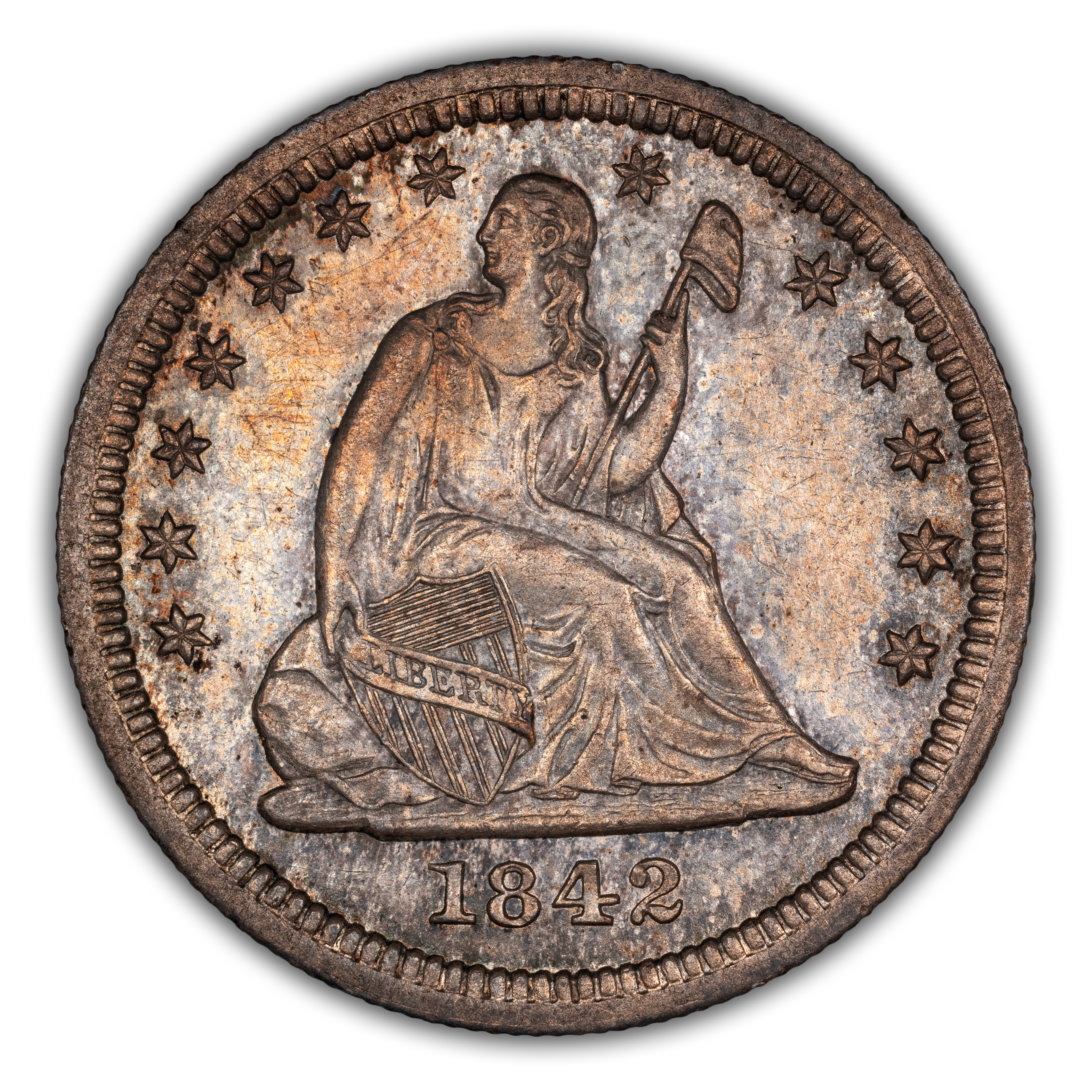 1842-O 25c Large Date MS