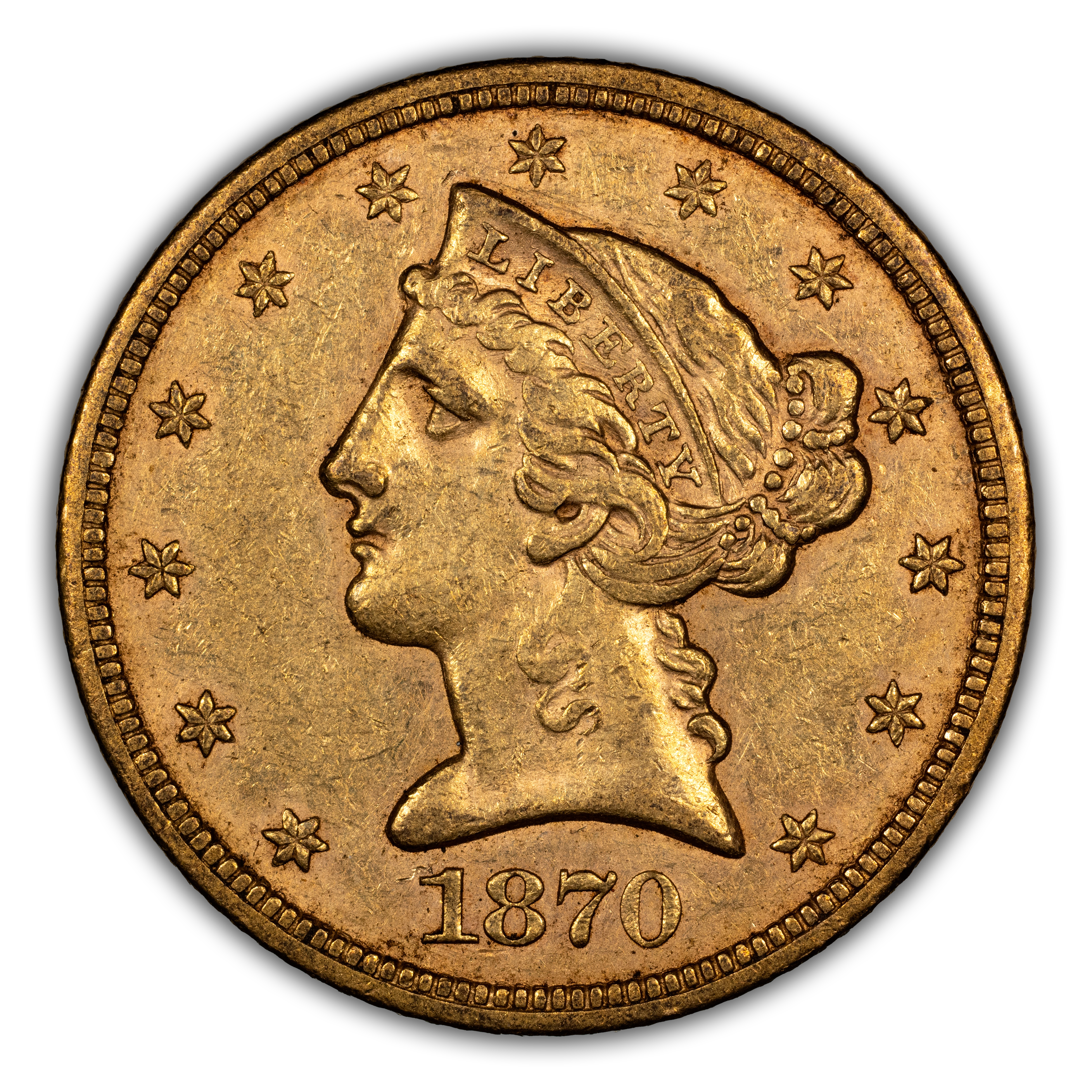 1870-S $5 MS