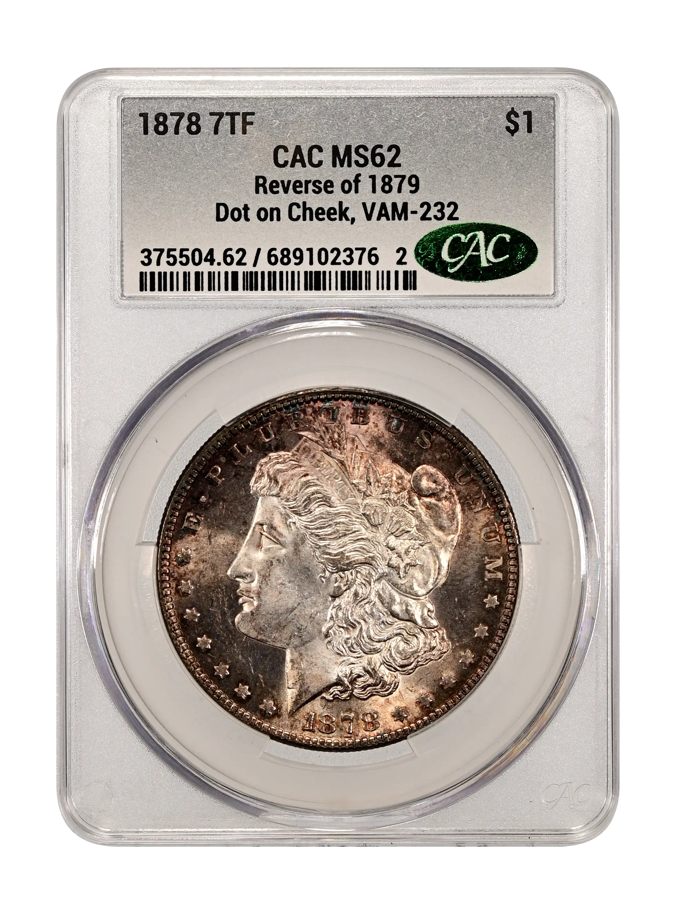 1878 7TF $1  Reverse of 1879, Dot on Cheek, VAM-232 MS thumbnail 3