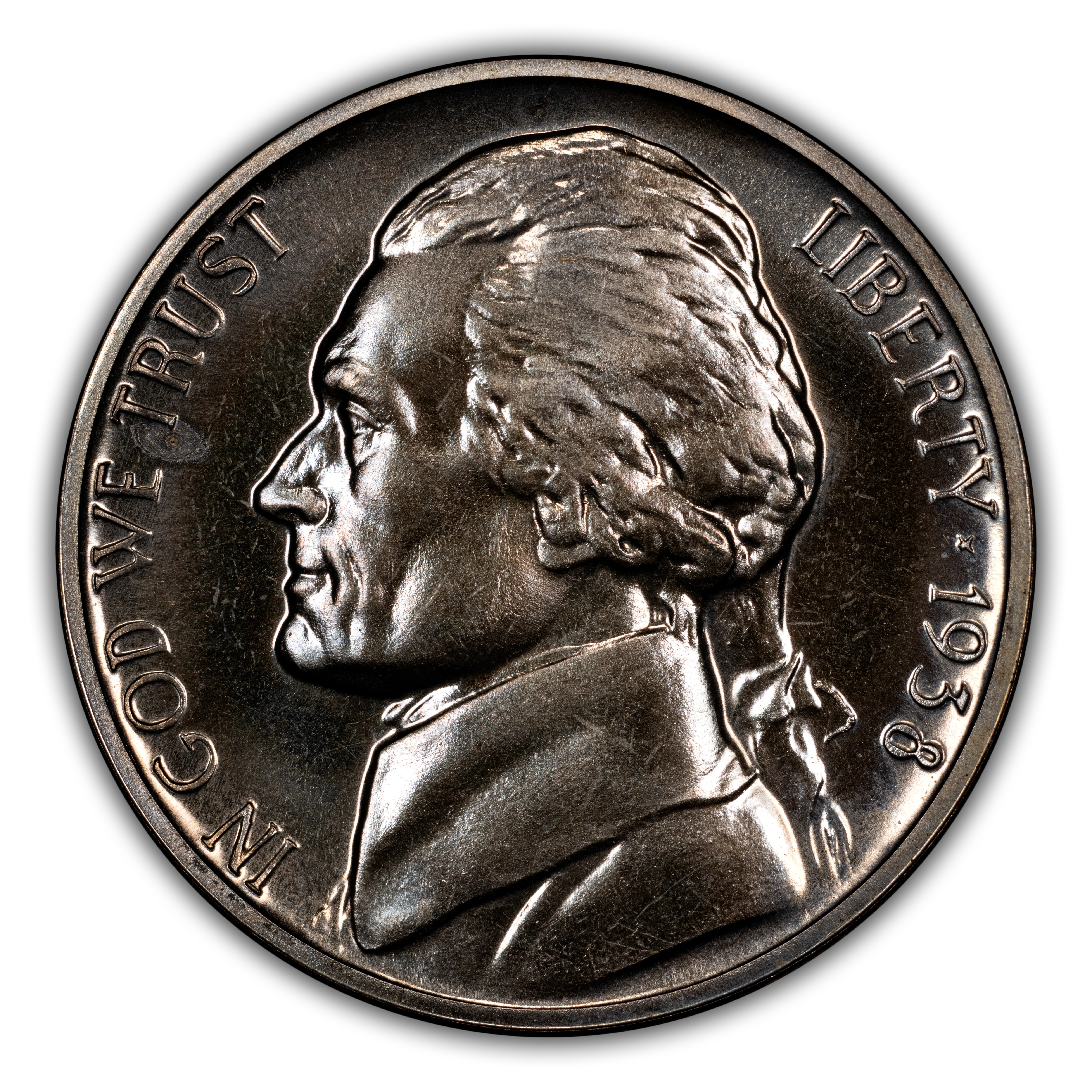 1938 5c Jefferson, Re-Engraved Obv Design, FS-402 PR