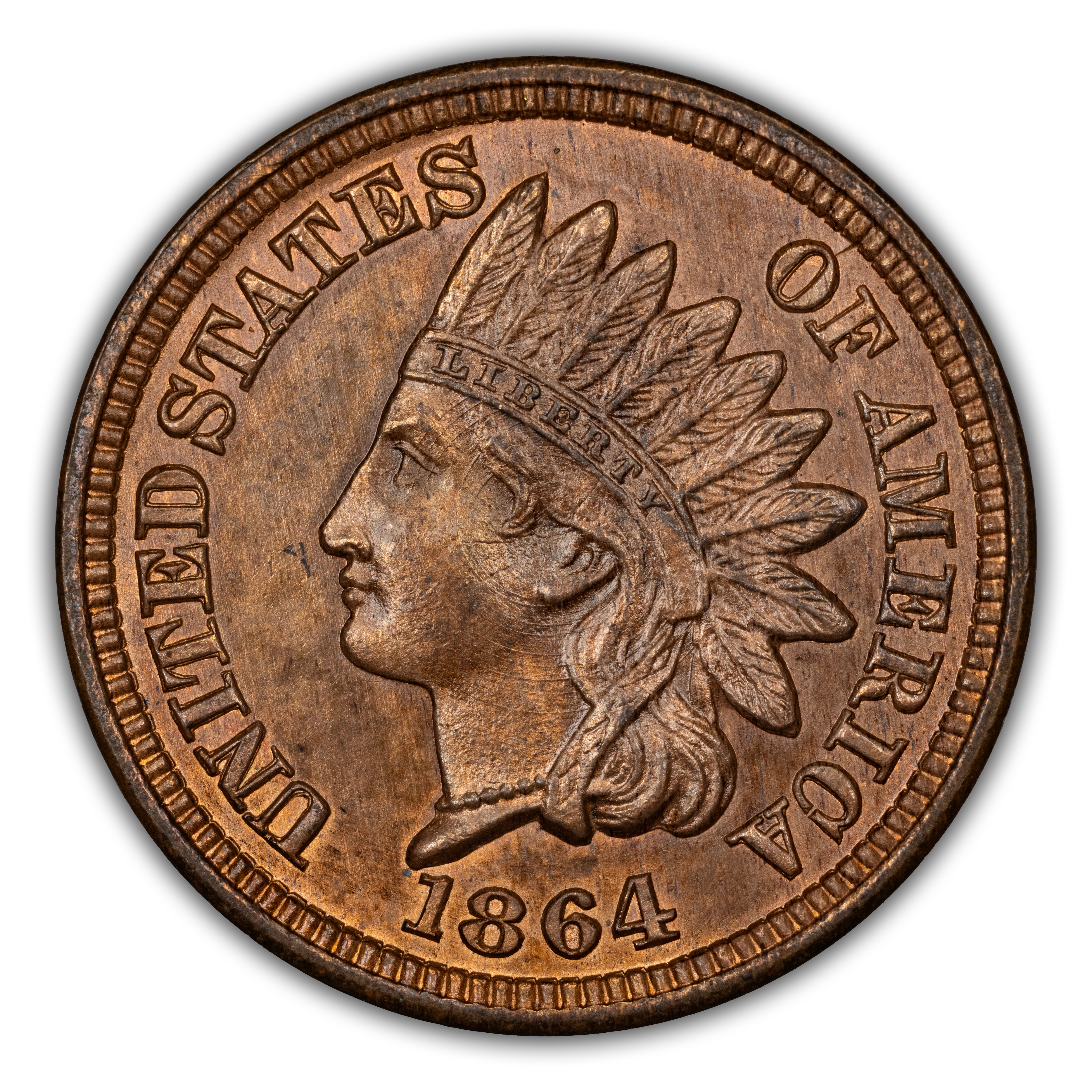 1864 1c Bronze, Lathe Lines, FS-1401, S-11 MS BN