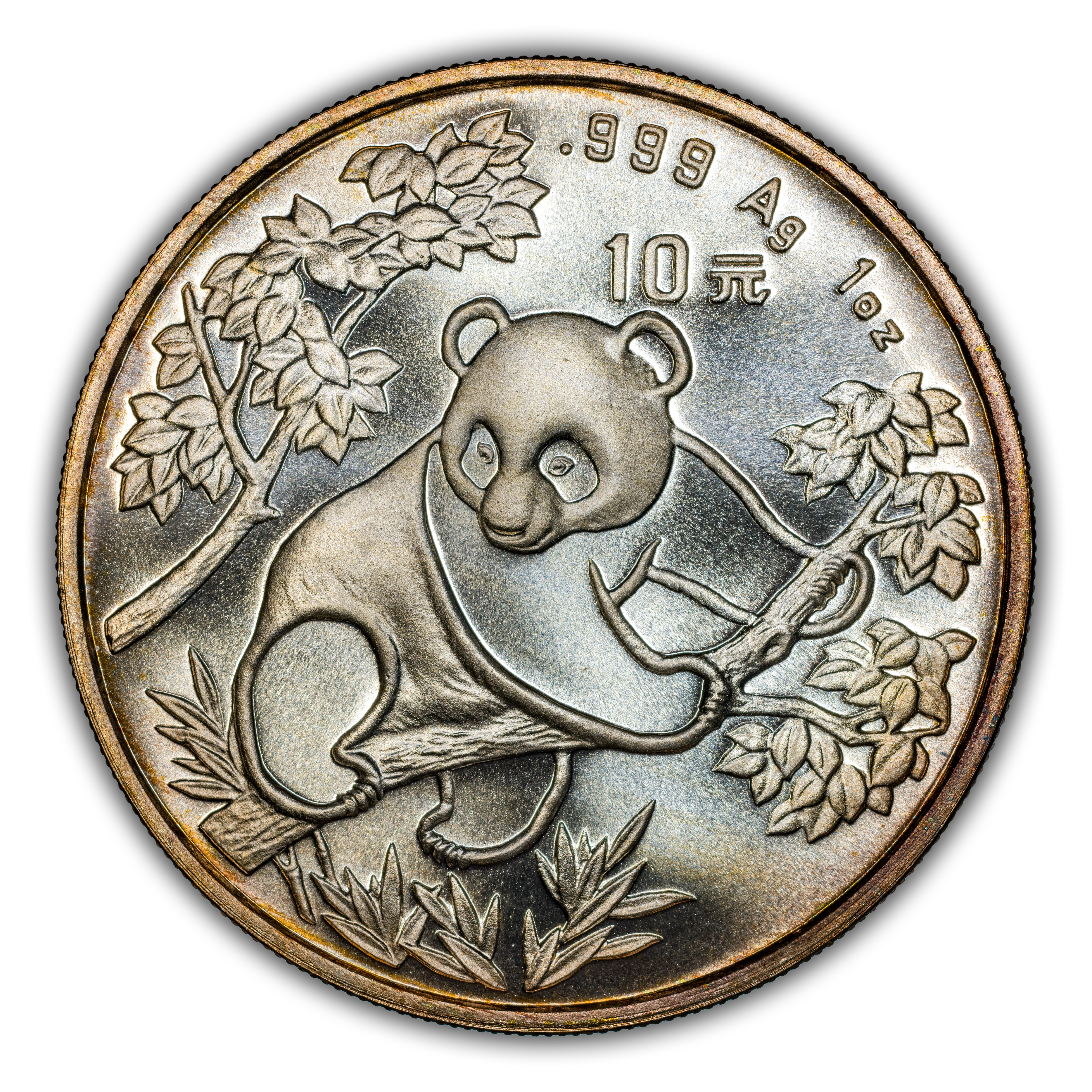 1992 S10Y Panda, 1oz Silver, Large Date MS