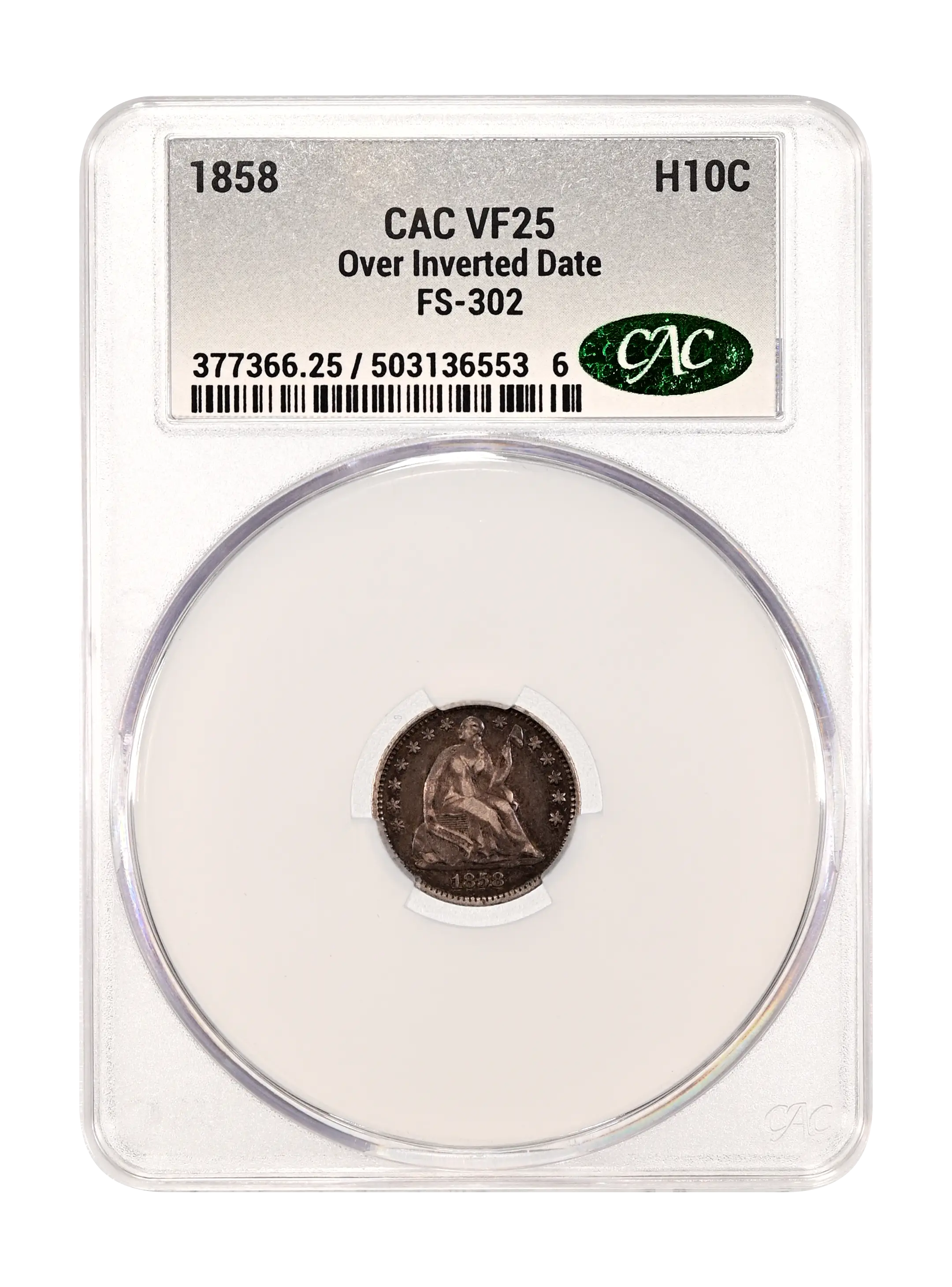 1858 H10c Over Inverted Date, FS-302 MS