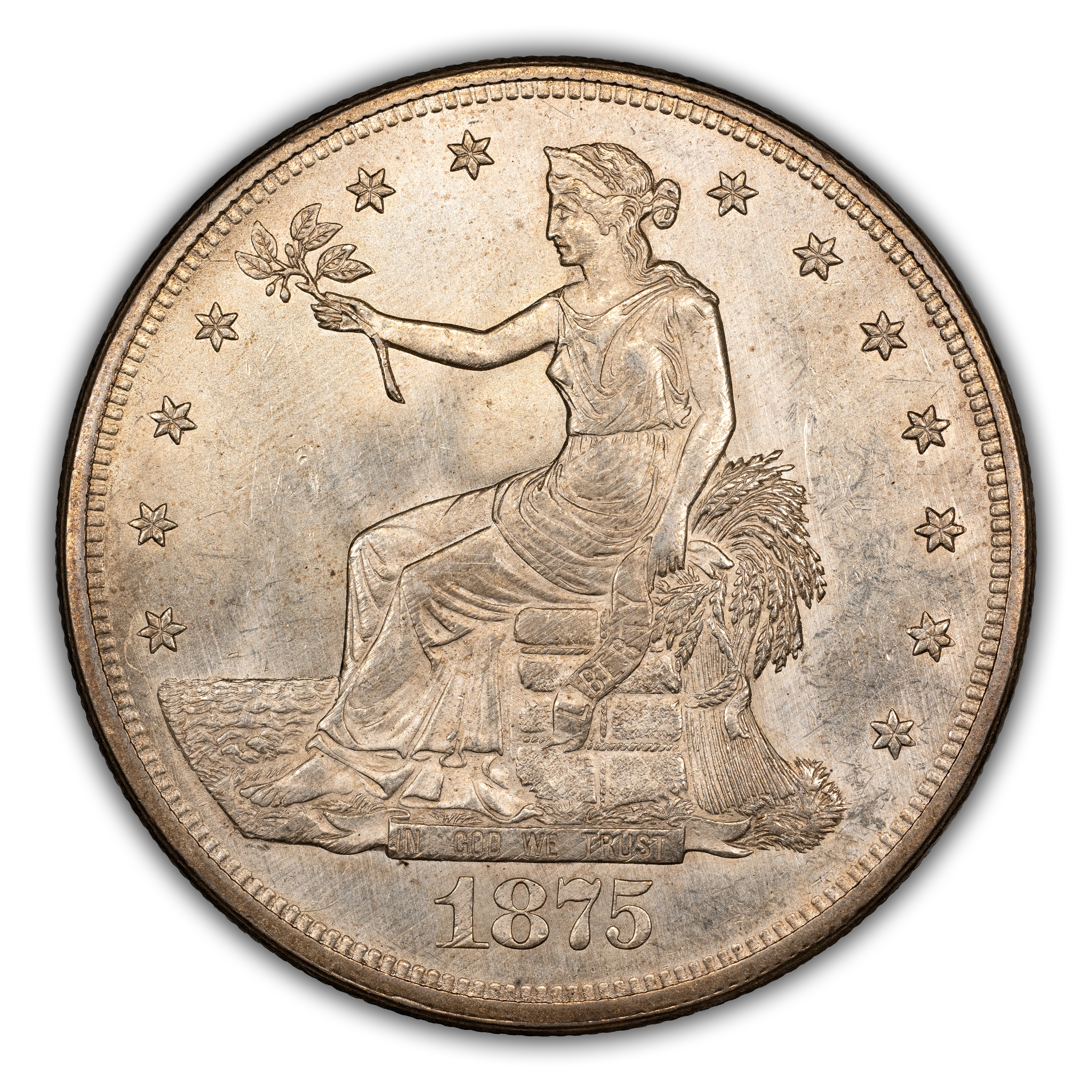 1875-CC Trade$ Obverse I, Reverse I MS