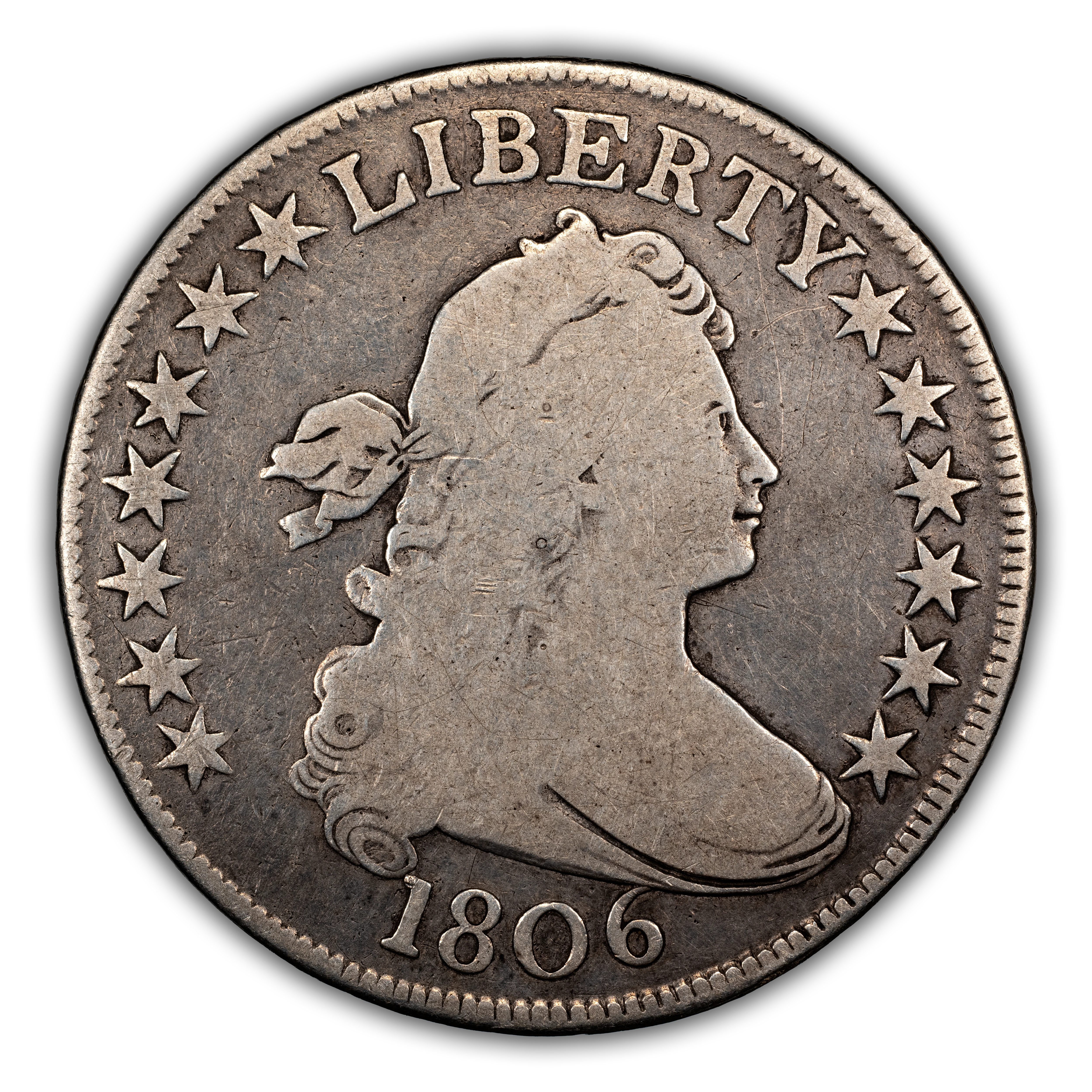 1806 50c Pointed 6, Stem, E/A in STATES, O-124 MS