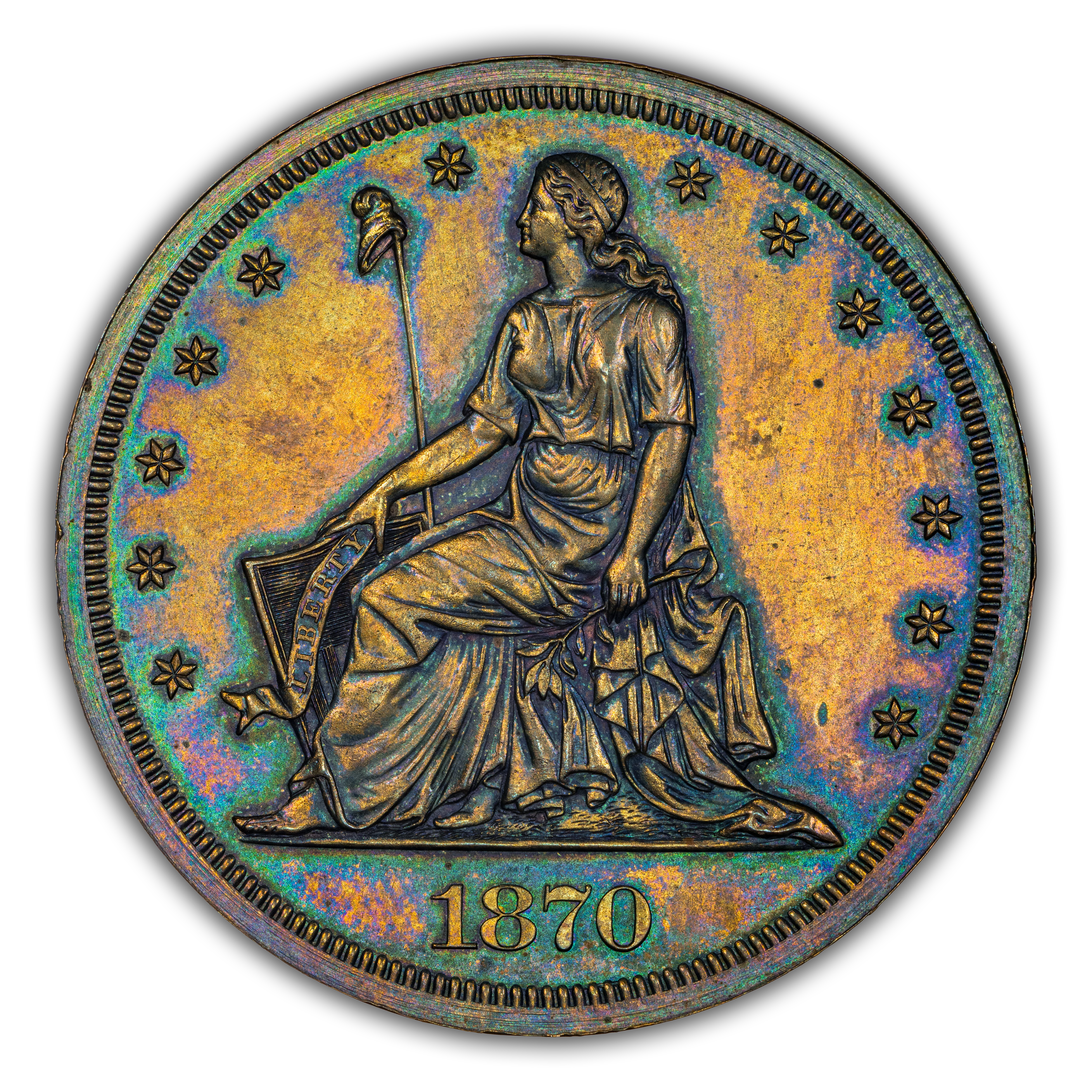 1870 P$1 Copper, J-1005 PR BN