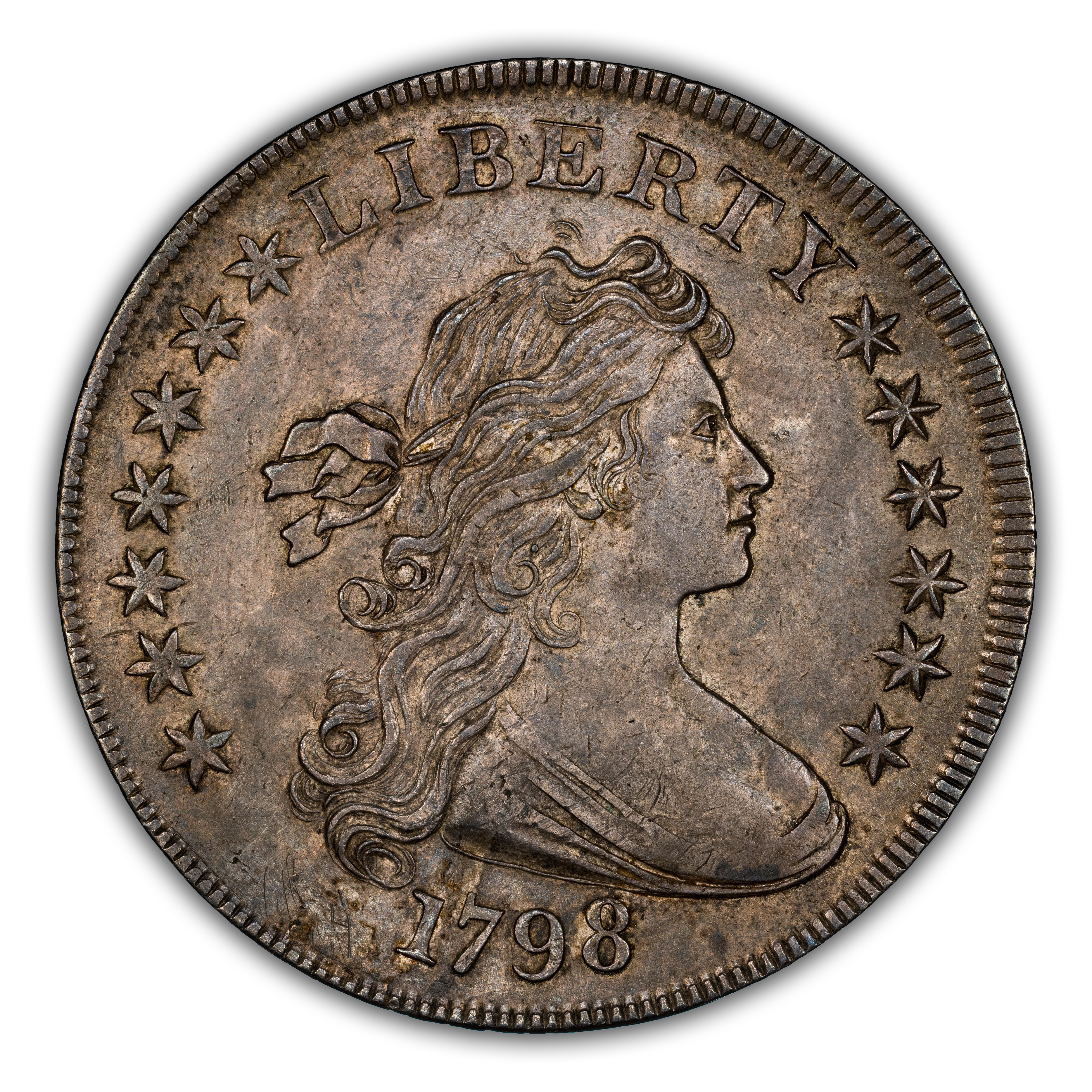 1798 $1 Large Eagle, Pointed 9, Close Date, B-27, BB-113 MS