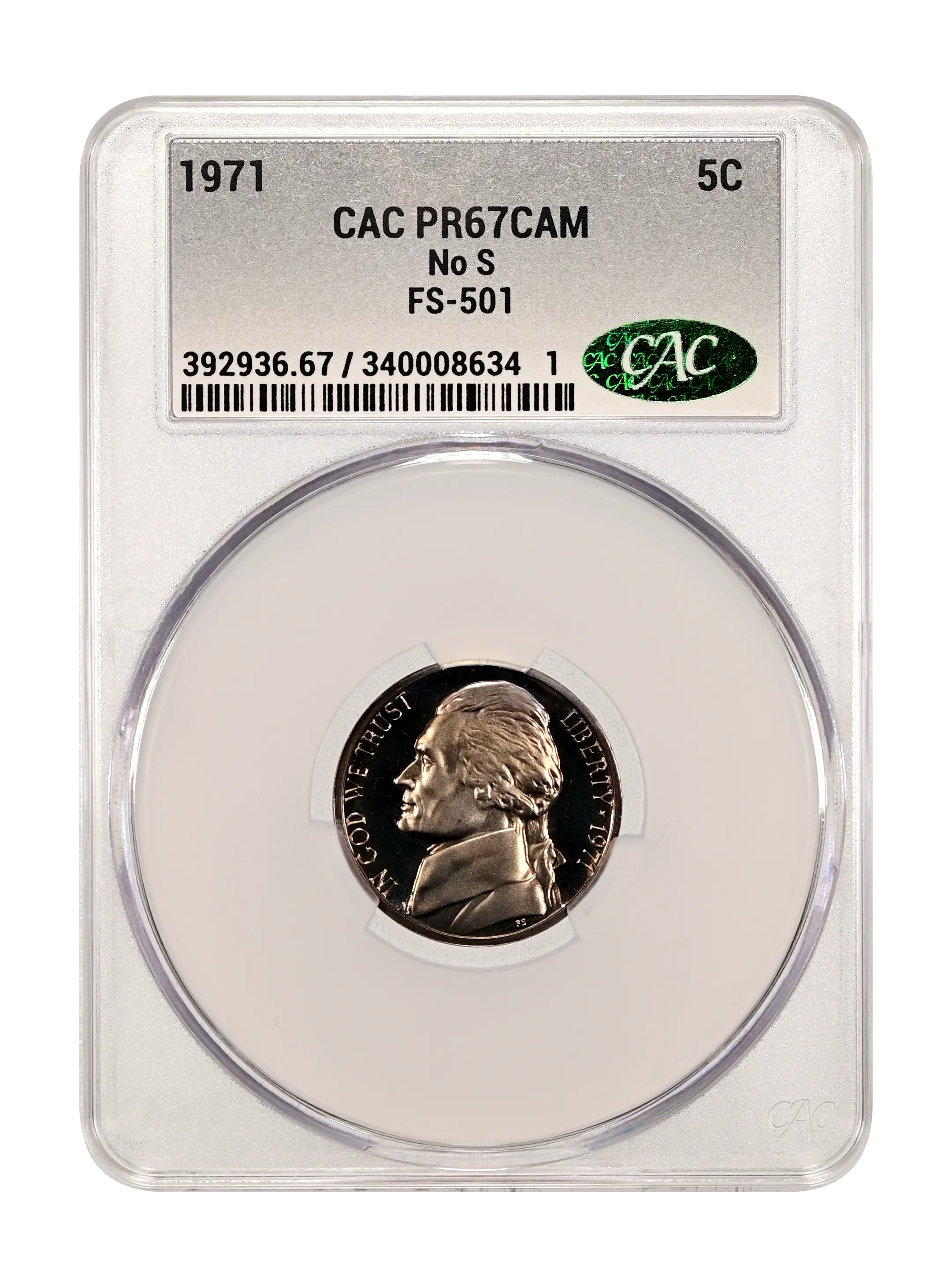1971 5c No S, FS-501 PR CAM